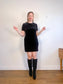 Vintage Velvet Mini Dress in Black (Size L)
