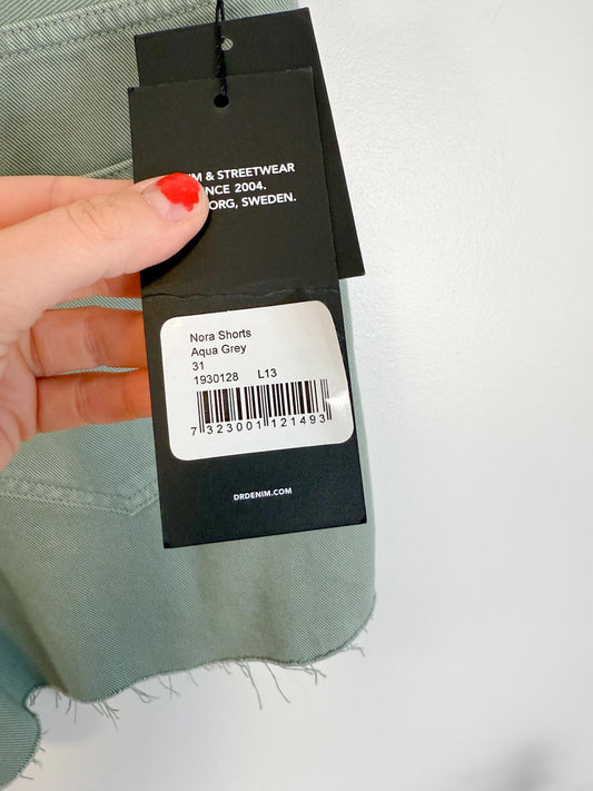DRDENIM "Nora Shorts in Aqua Grey" NWT (Size 31)