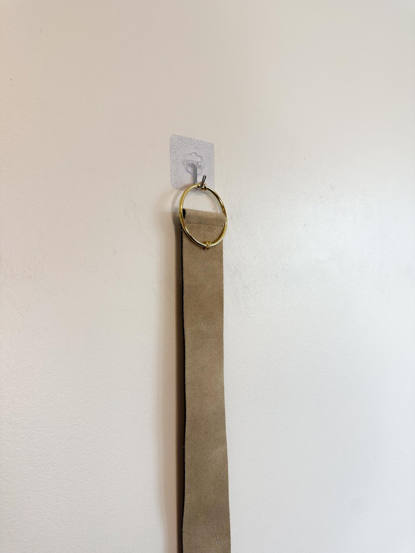 Club Monaco Neutral Leather Belt with Gold Buckle (Size M/L)