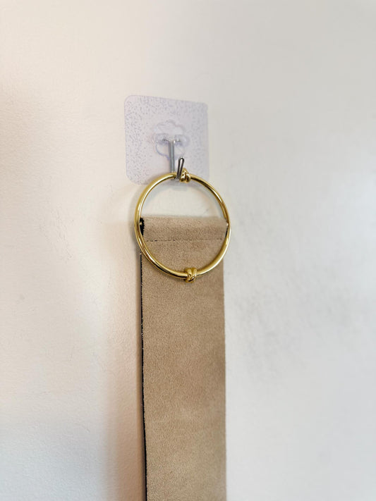 Club Monaco Neutral Leather Belt with Gold Buckle (Size M/L)
