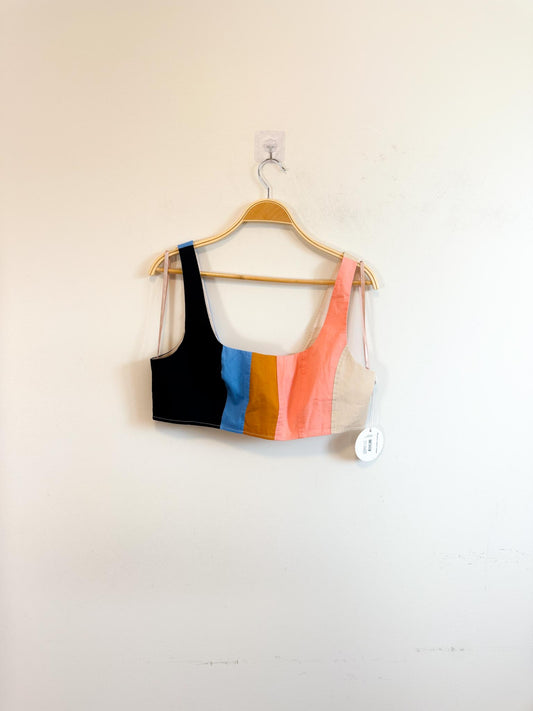STAUD Designer "Cropped Wells Striped Tank Top" NWT (Size L)