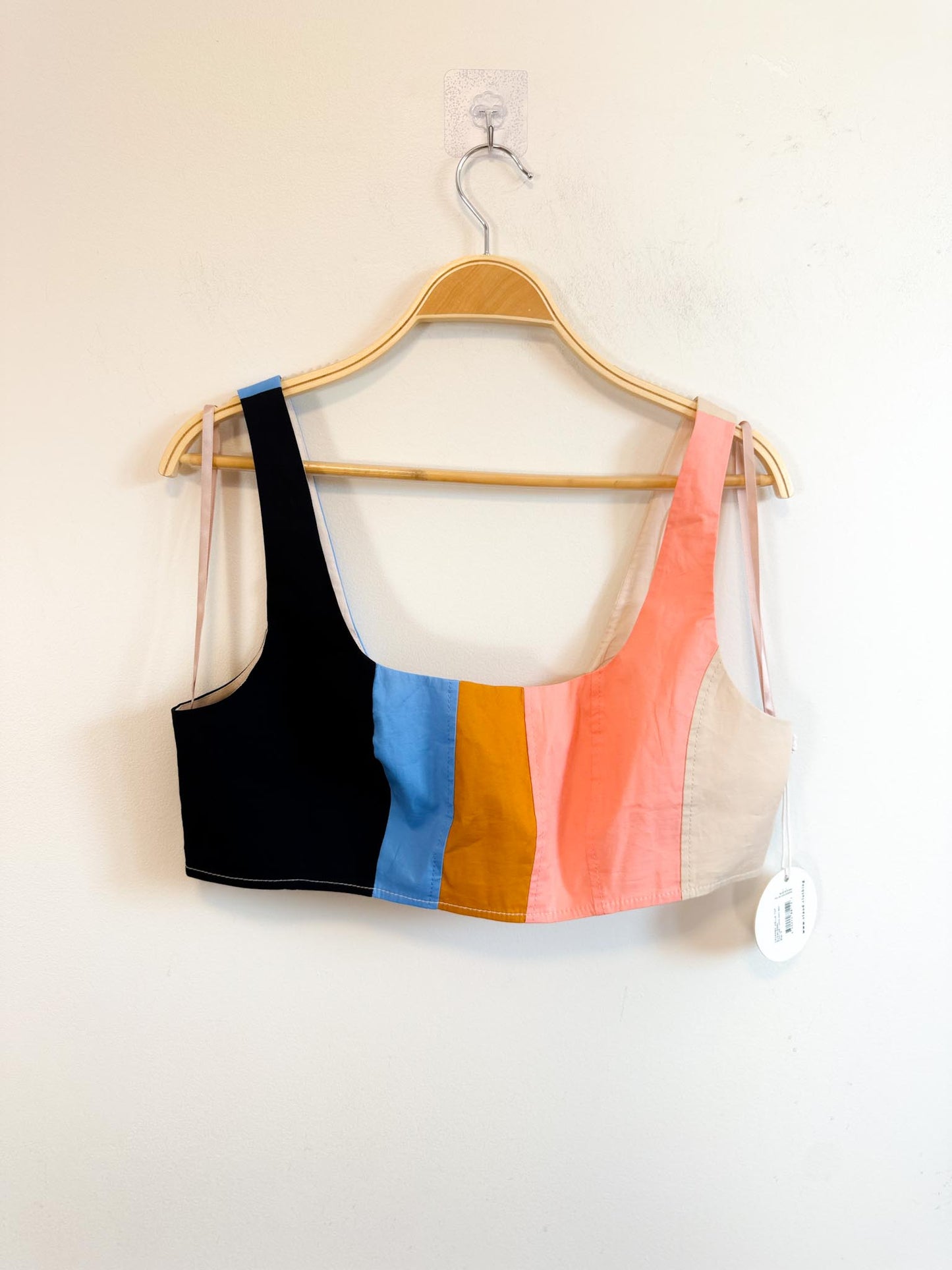 STAUD Designer "Cropped Wells Striped Tank Top" NWT (Size L)