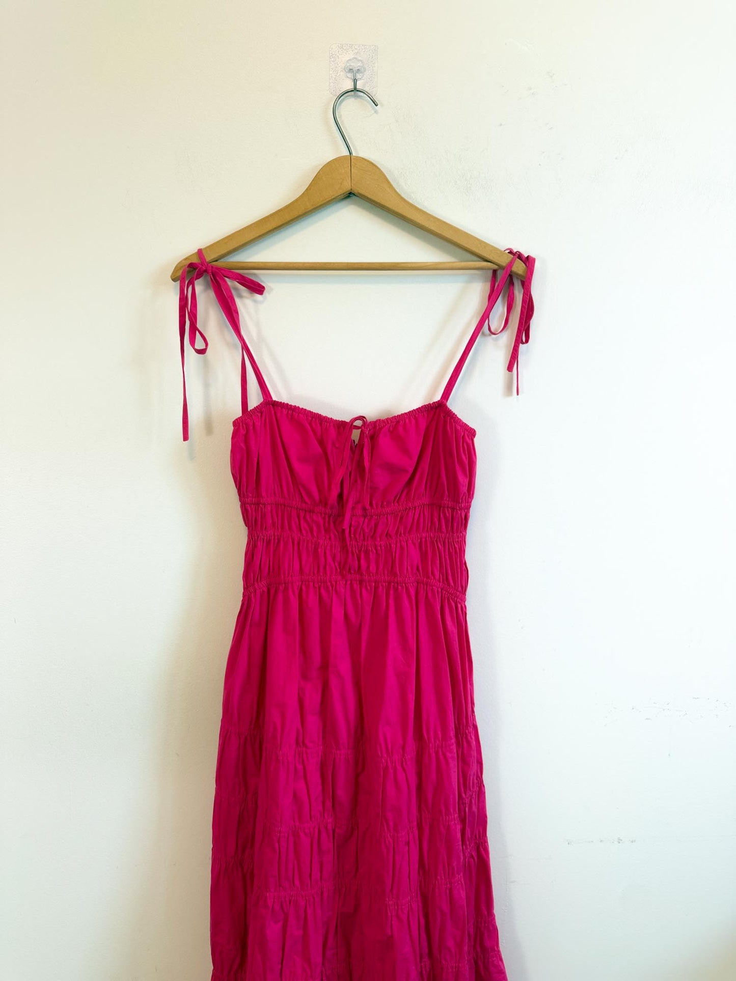 NICHOLAS THE LABEL "Halia Shirred Ramie Dress in Pink" (Size S/M)