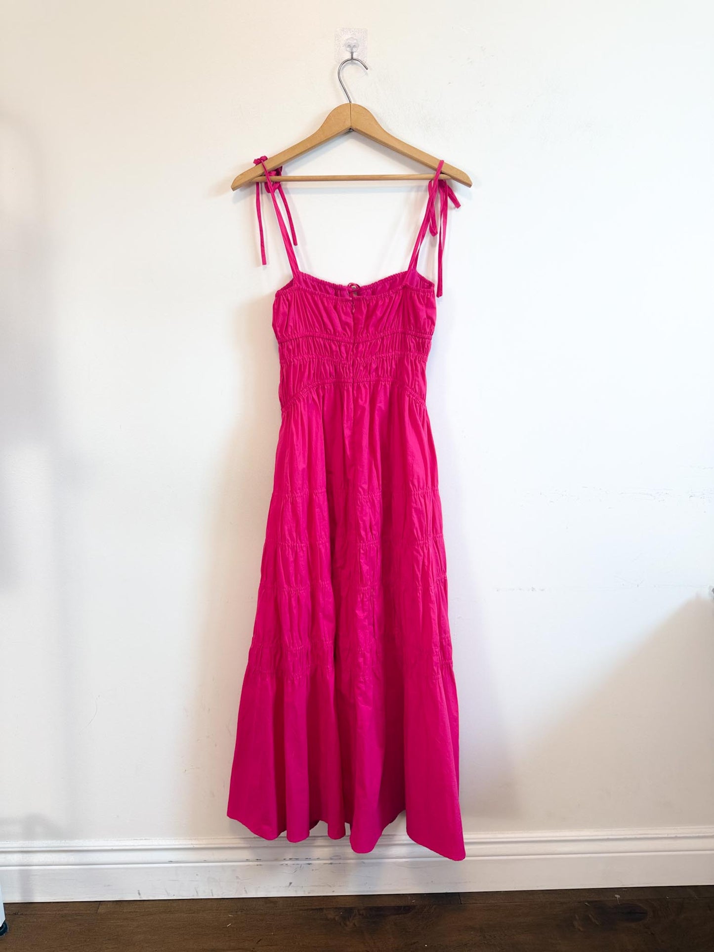 NICHOLAS THE LABEL "Halia Shirred Ramie Dress in Pink" (Size S/M)