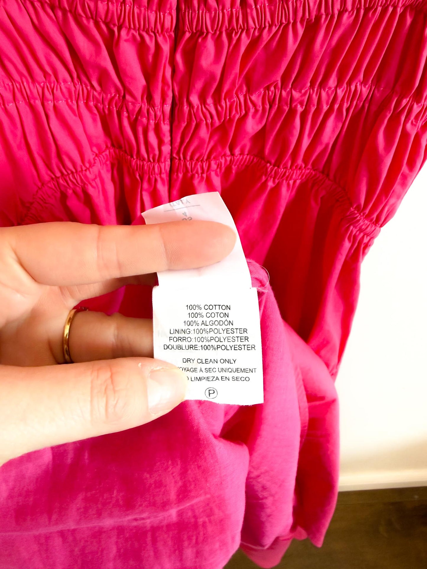 NICHOLAS THE LABEL "Halia Shirred Ramie Dress in Pink" (Size S/M)