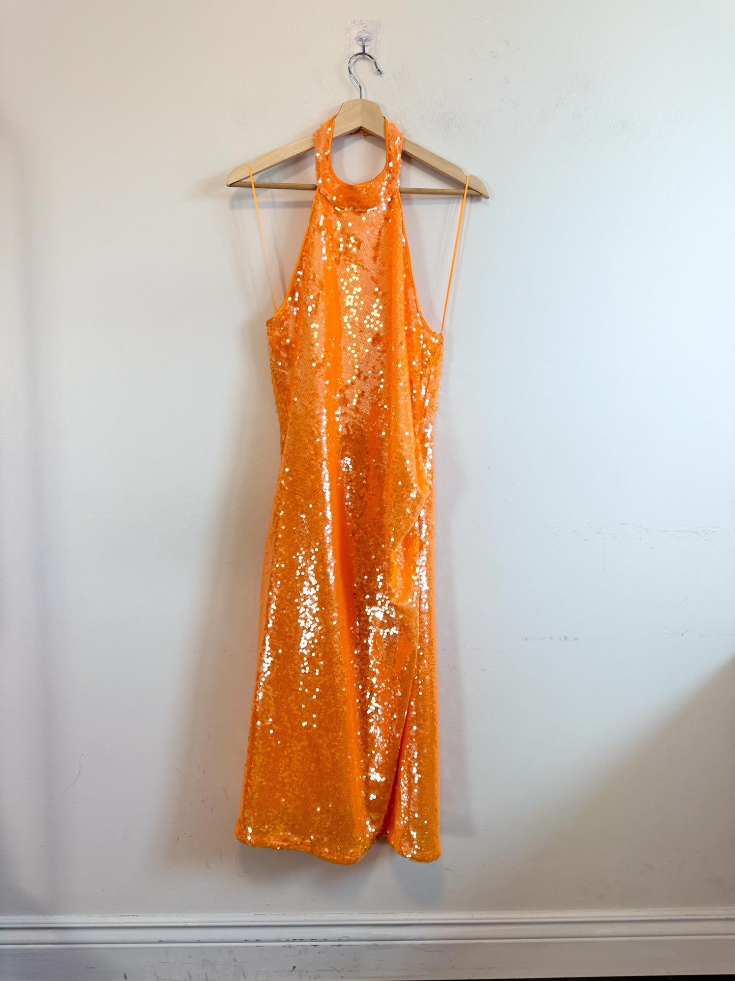Caroline Constas Sequin Halter Dress in Orange NWT (Size M)