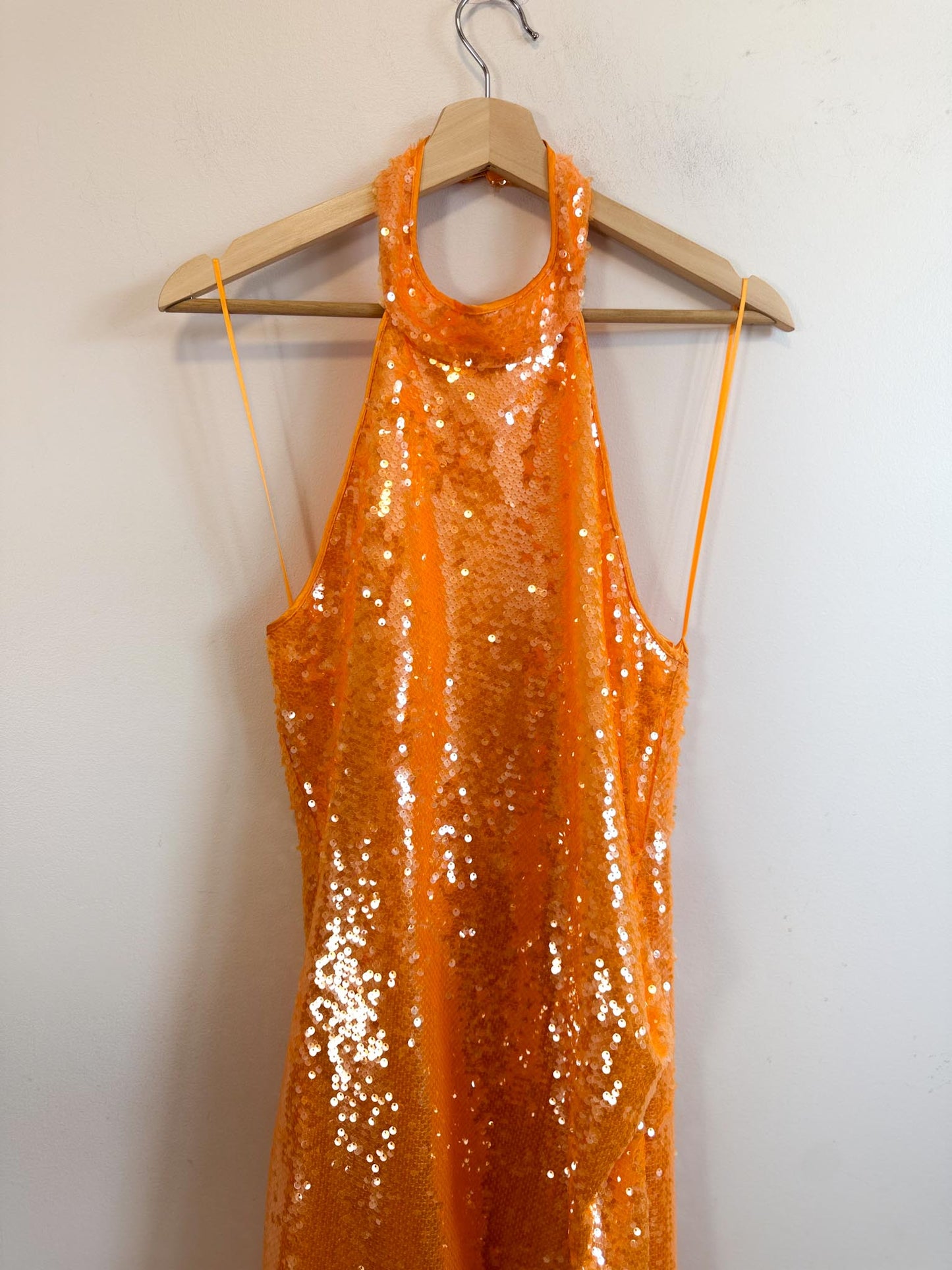 Caroline Constas Sequin Halter Dress in Orange NWT (Size M)