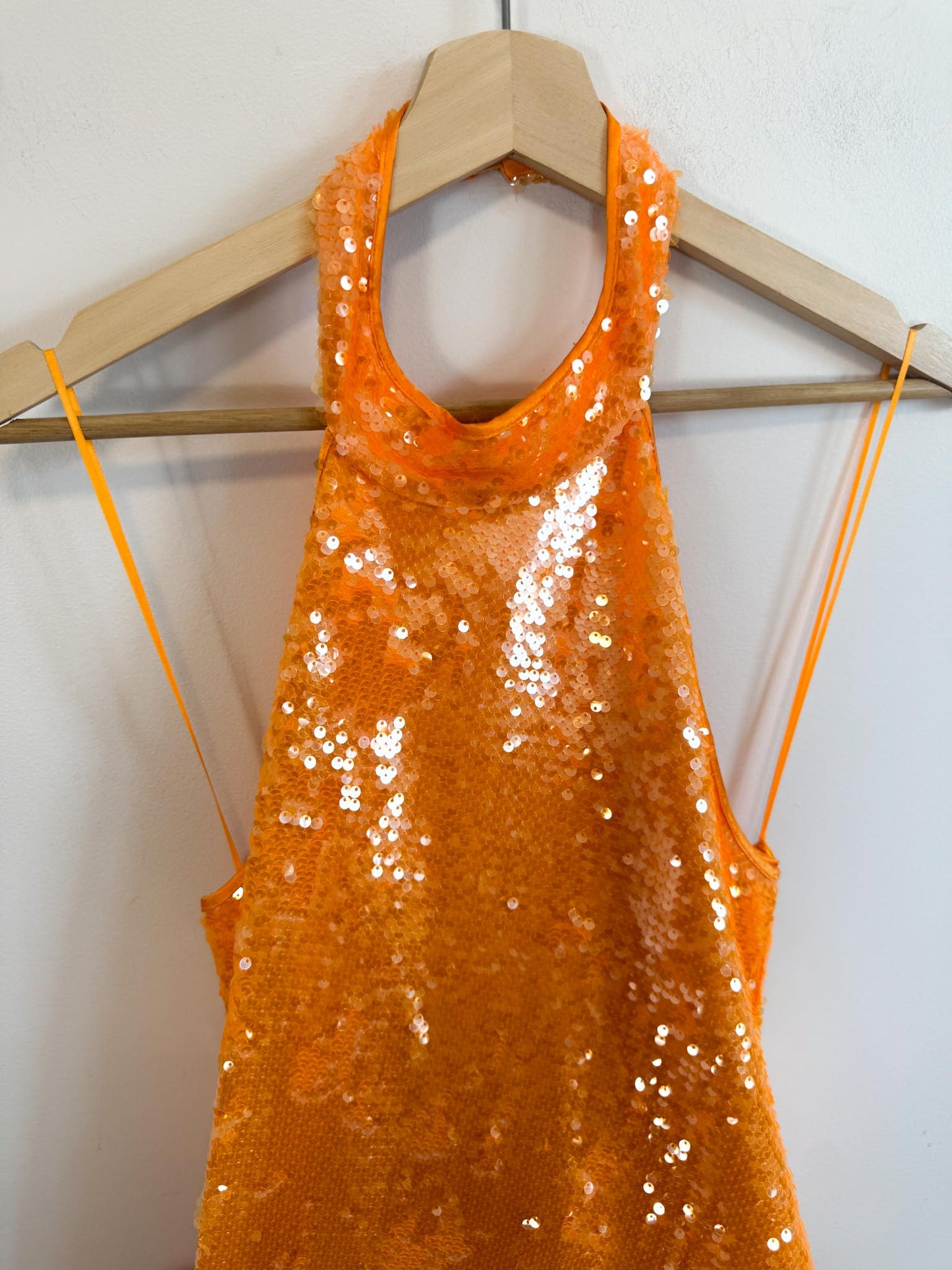 Caroline Constas Sequin Halter Dress in Orange NWT (Size M)