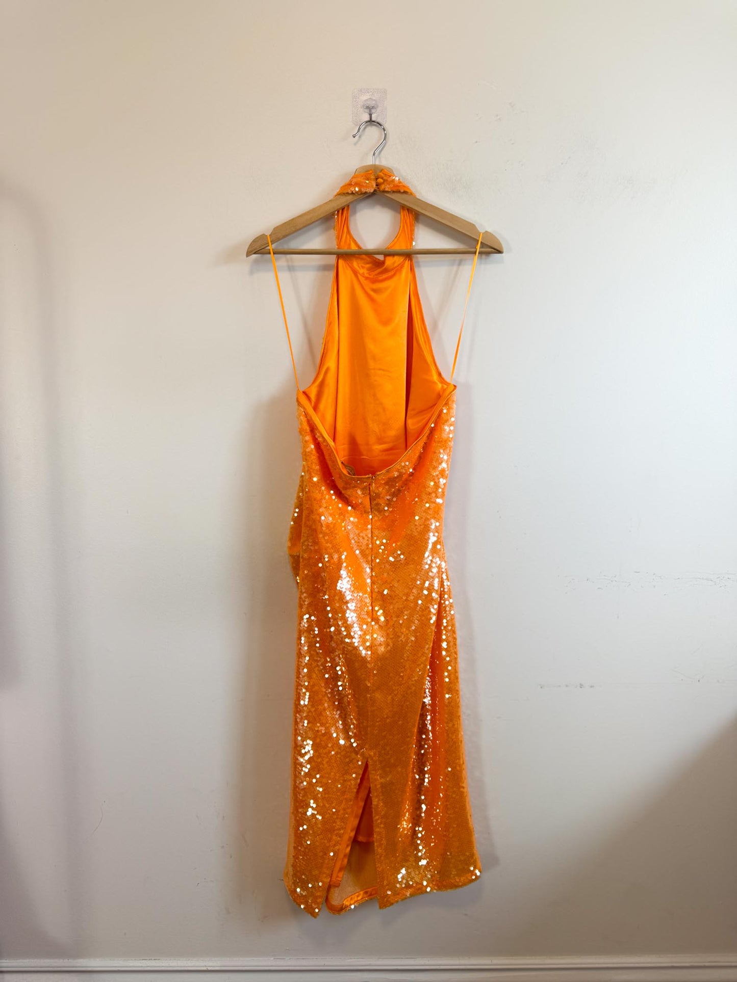 Caroline Constas Sequin Halter Dress in Orange NWT (Size M)