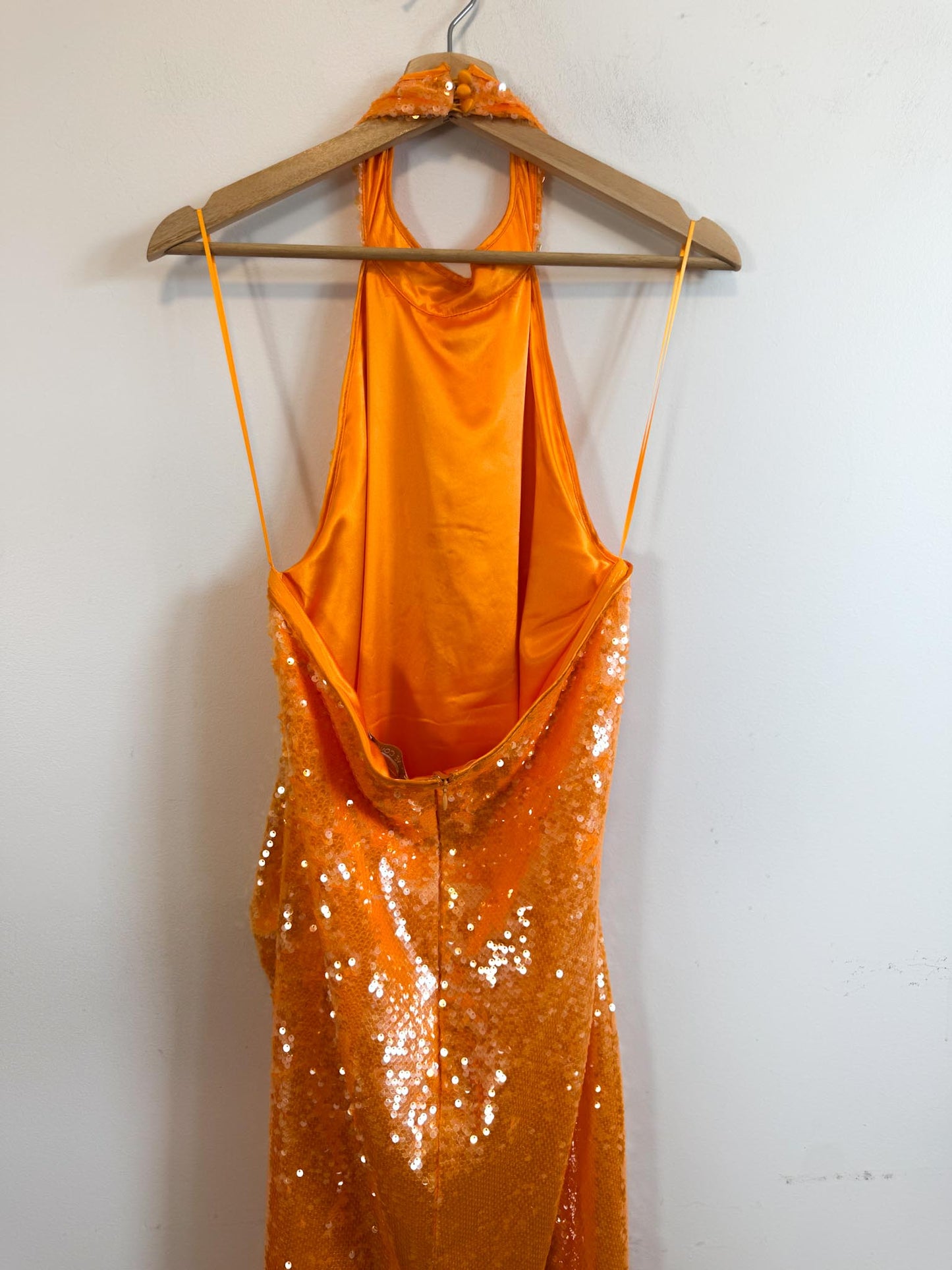 Caroline Constas Sequin Halter Dress in Orange NWT (Size M)