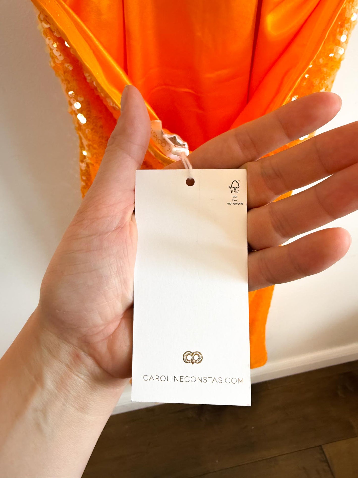 Caroline Constas Sequin Halter Dress in Orange NWT (Size M)