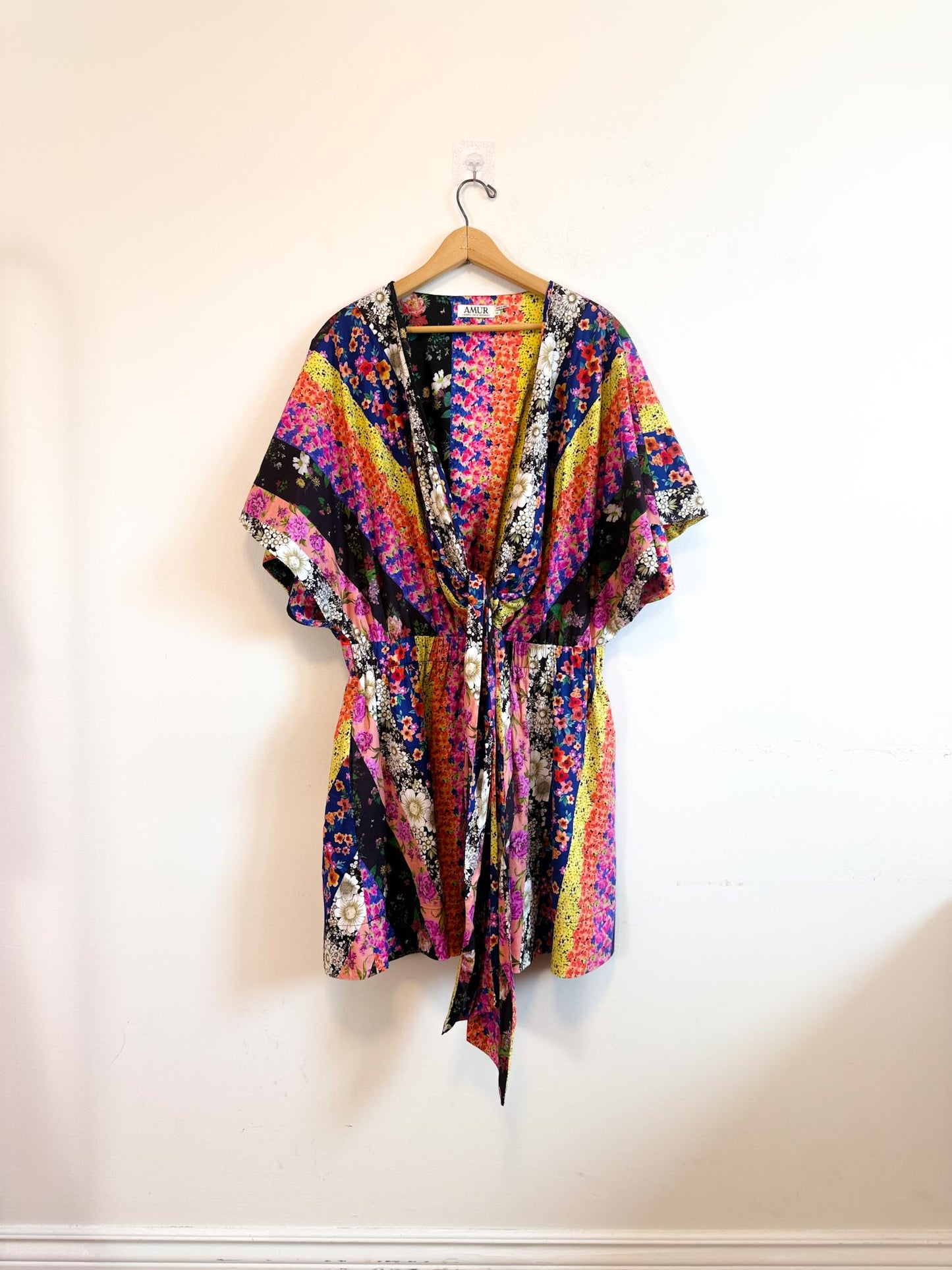 AMUR Sustainable  "Nyla Tie Front Dress" in Mixed Floral Print (Size L/XL)