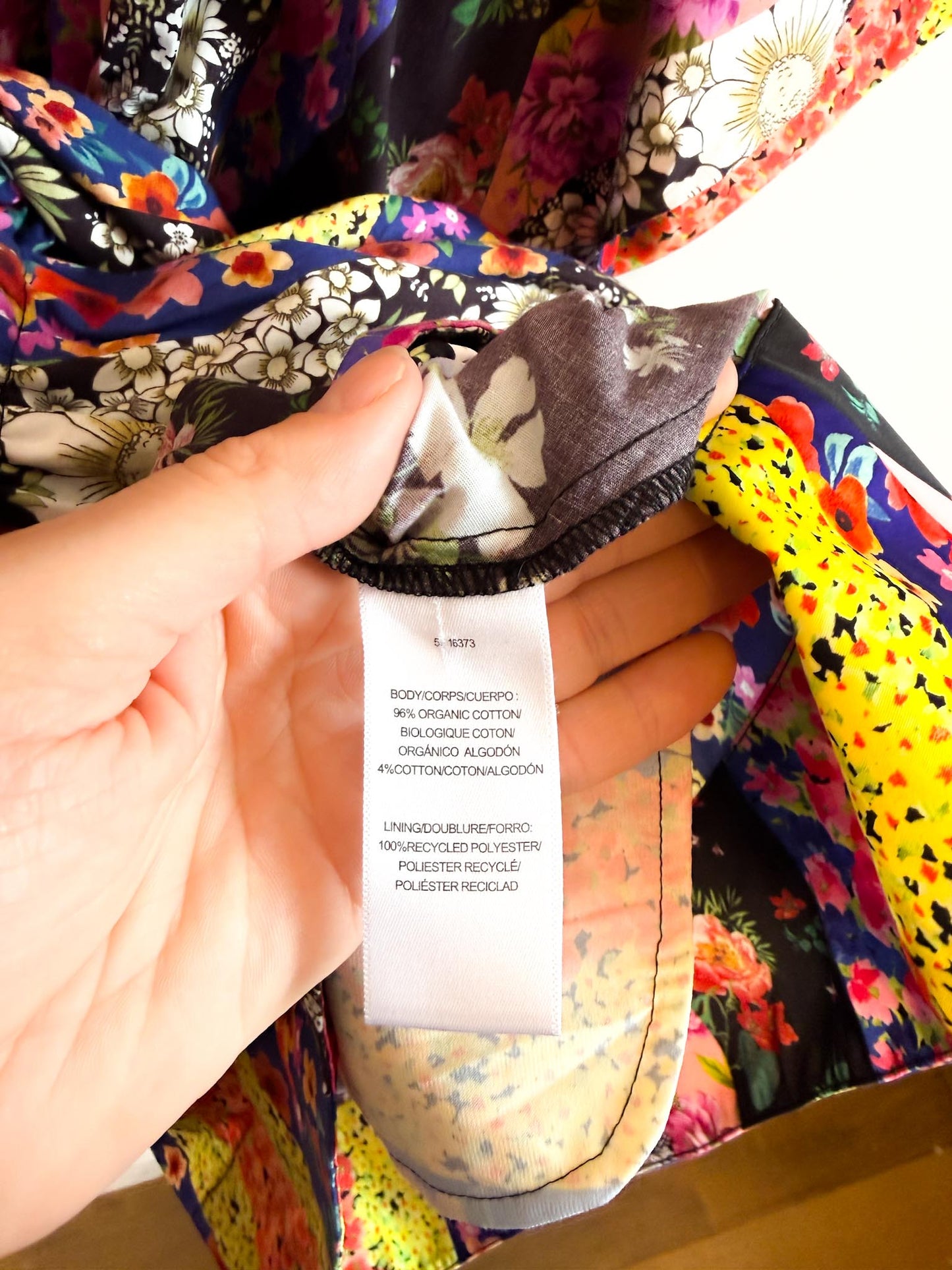 AMUR Sustainable  "Nyla Tie Front Dress" in Mixed Floral Print (Size L/XL)