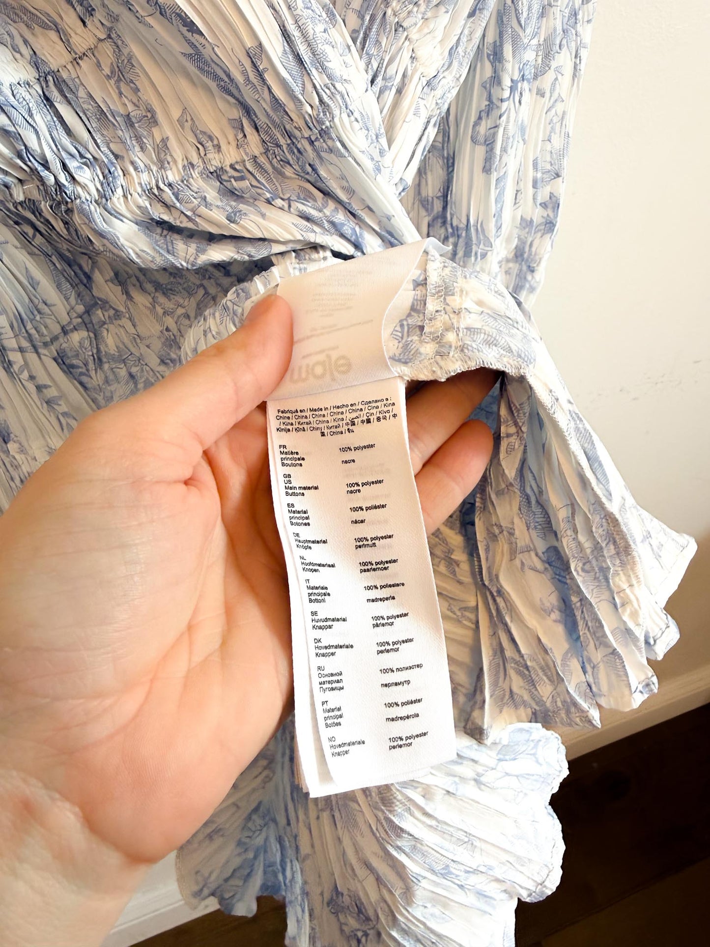 MAJE "Patterned Pleated Dress in Blue/White" NWT (Size M/L)