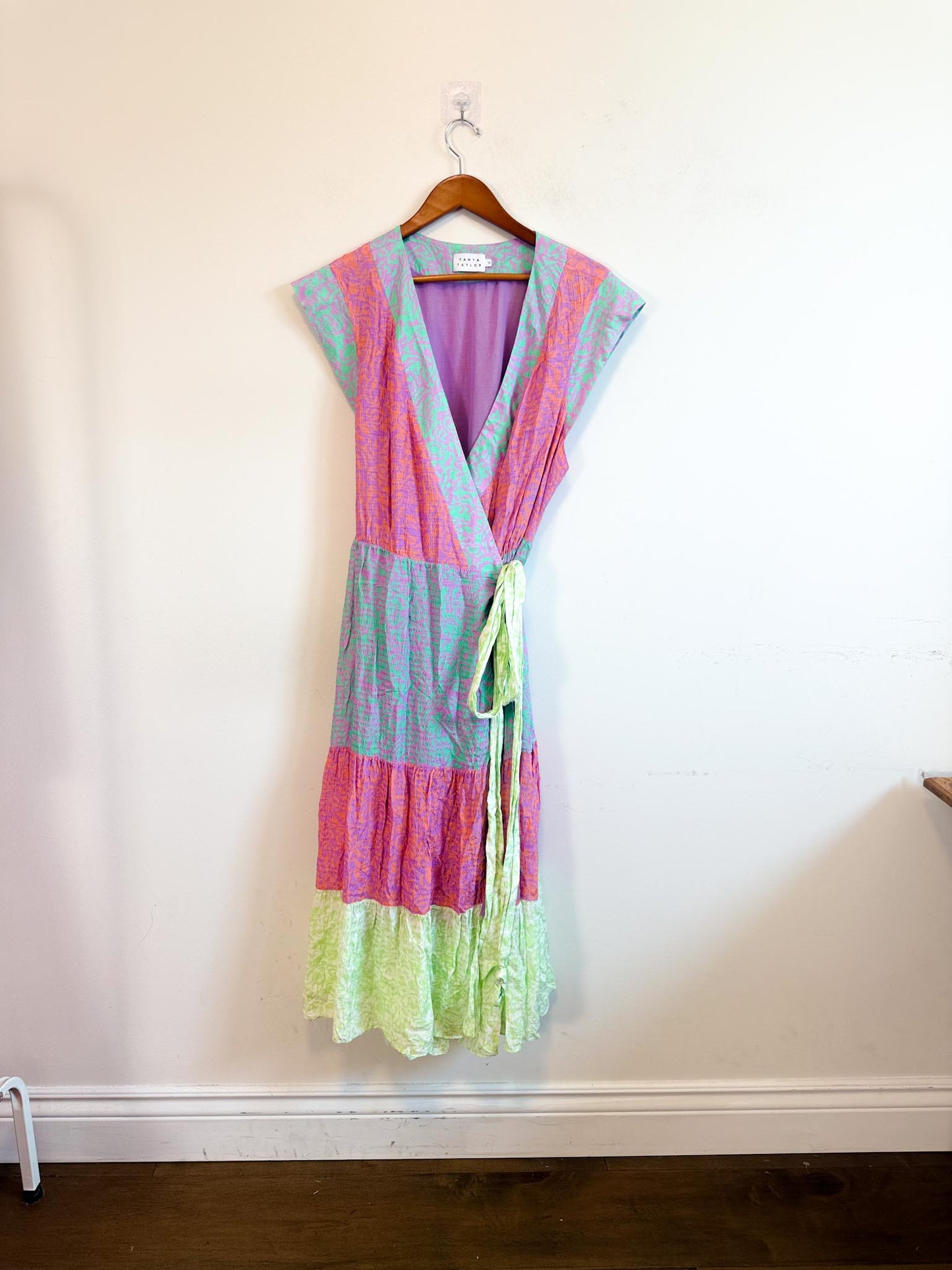 Tanya Taylor "Jazzie Multi-Colour Pastel Wrap Dress" (Size L/XL)