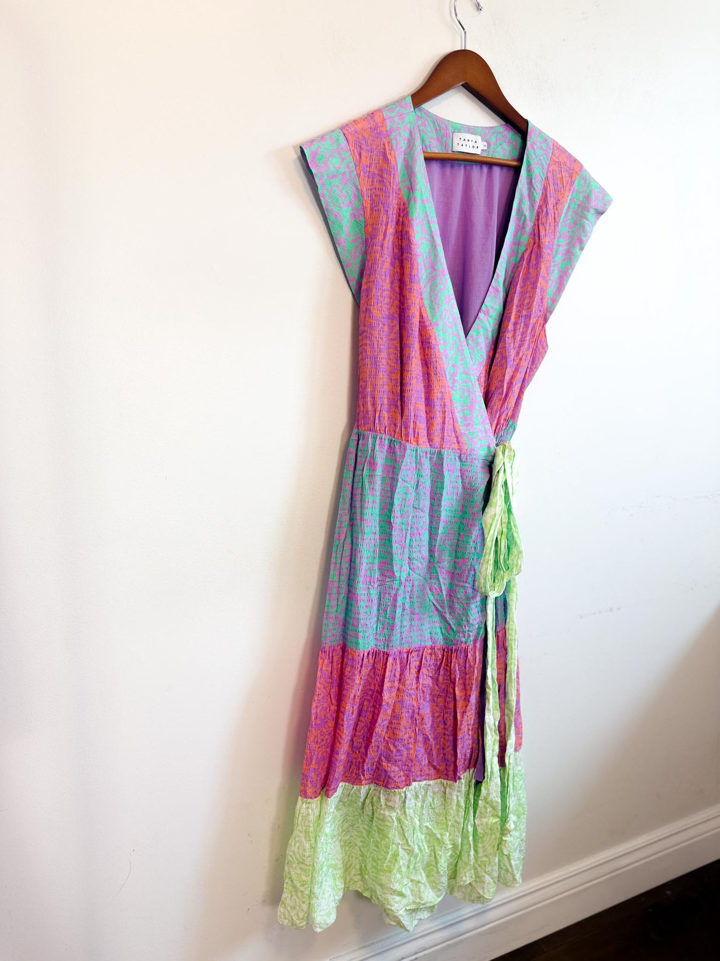 Tanya Taylor "Jazzie Multi-Colour Pastel Wrap Dress" (Size L/XL)