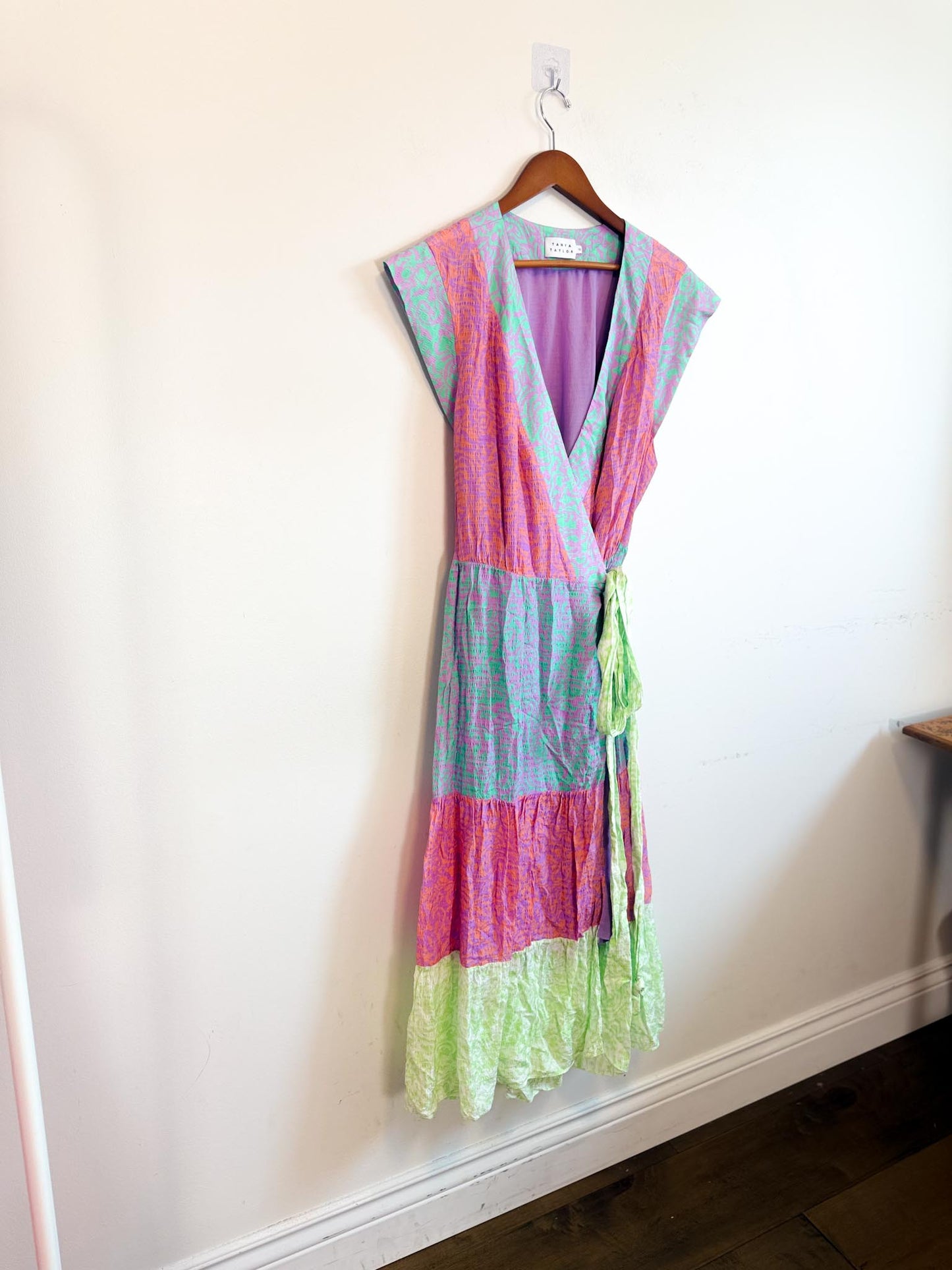 Tanya Taylor "Jazzie Multi-Colour Pastel Wrap Dress" (Size L/XL)