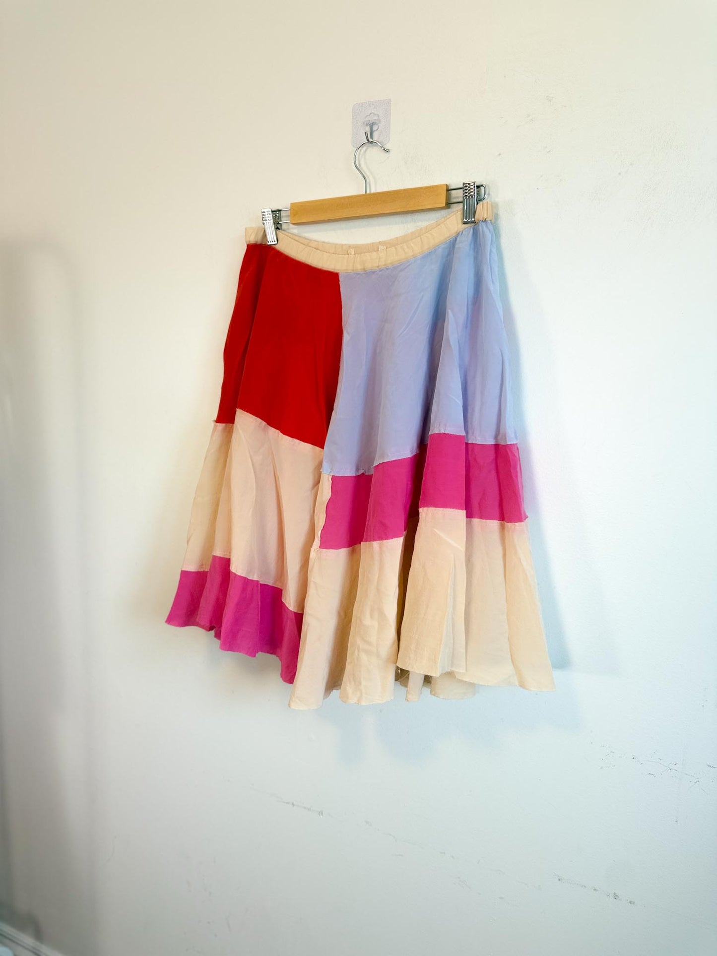 MARNI Designer Silk Distressed Colourblock Skirt (Size M)