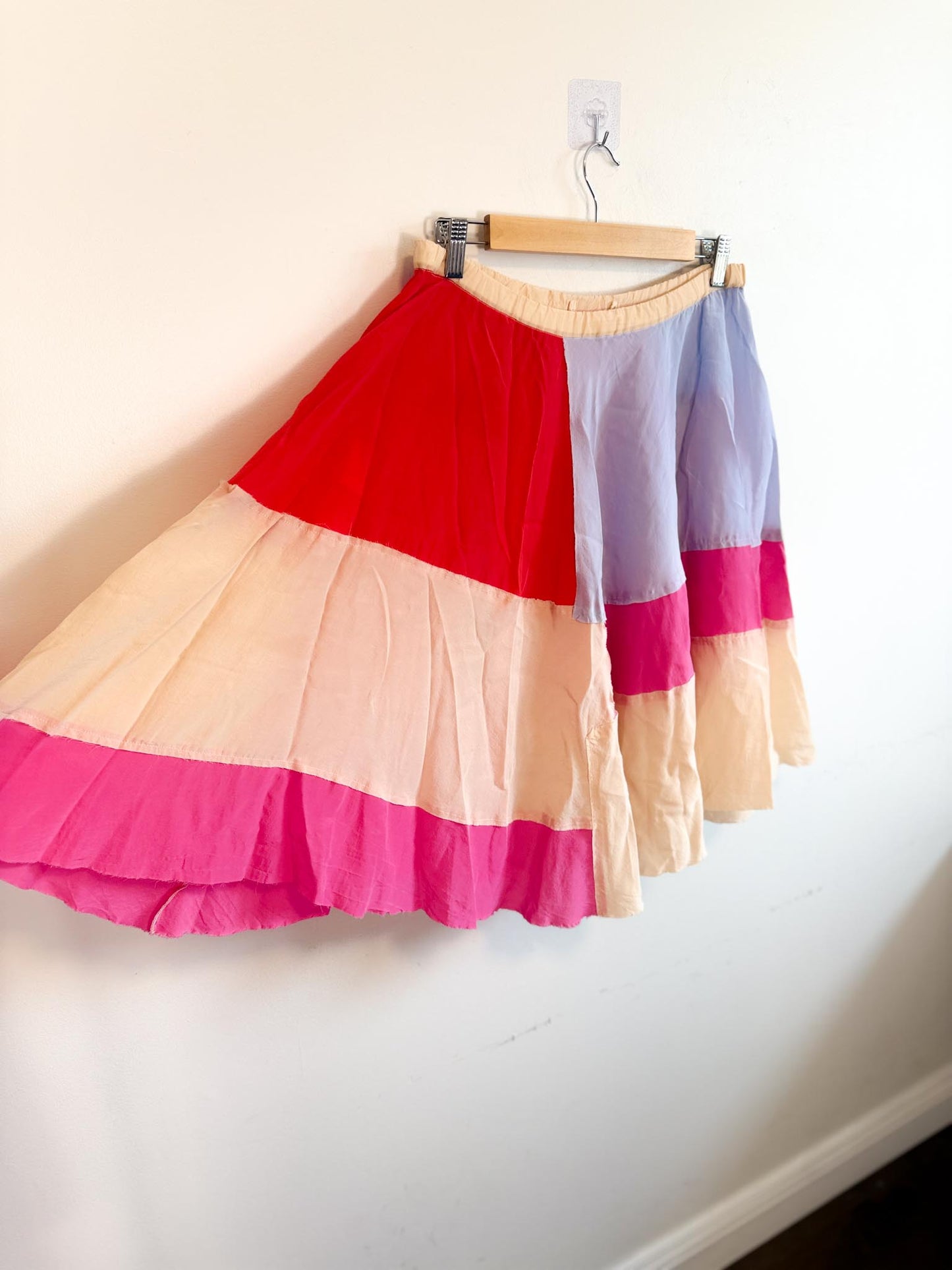MARNI Designer Silk Distressed Colourblock Skirt (Size M)