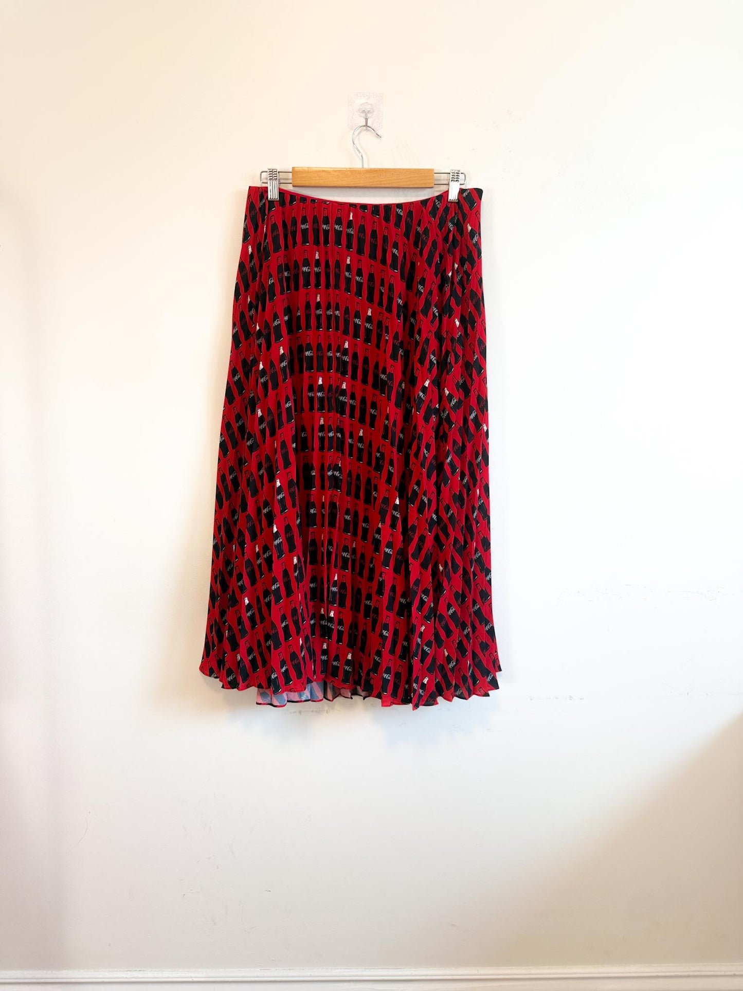 Jason Wu "Cola Bottle-Print Pleated Skirt in Red" (Size M/L)
