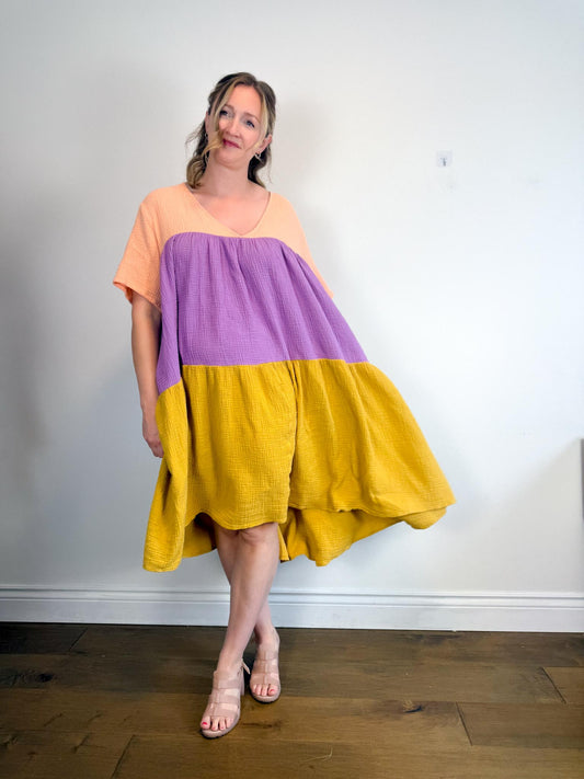 REDSKY SHOP Endless Summer Colour-block Cotton Dress (Size 2XL)