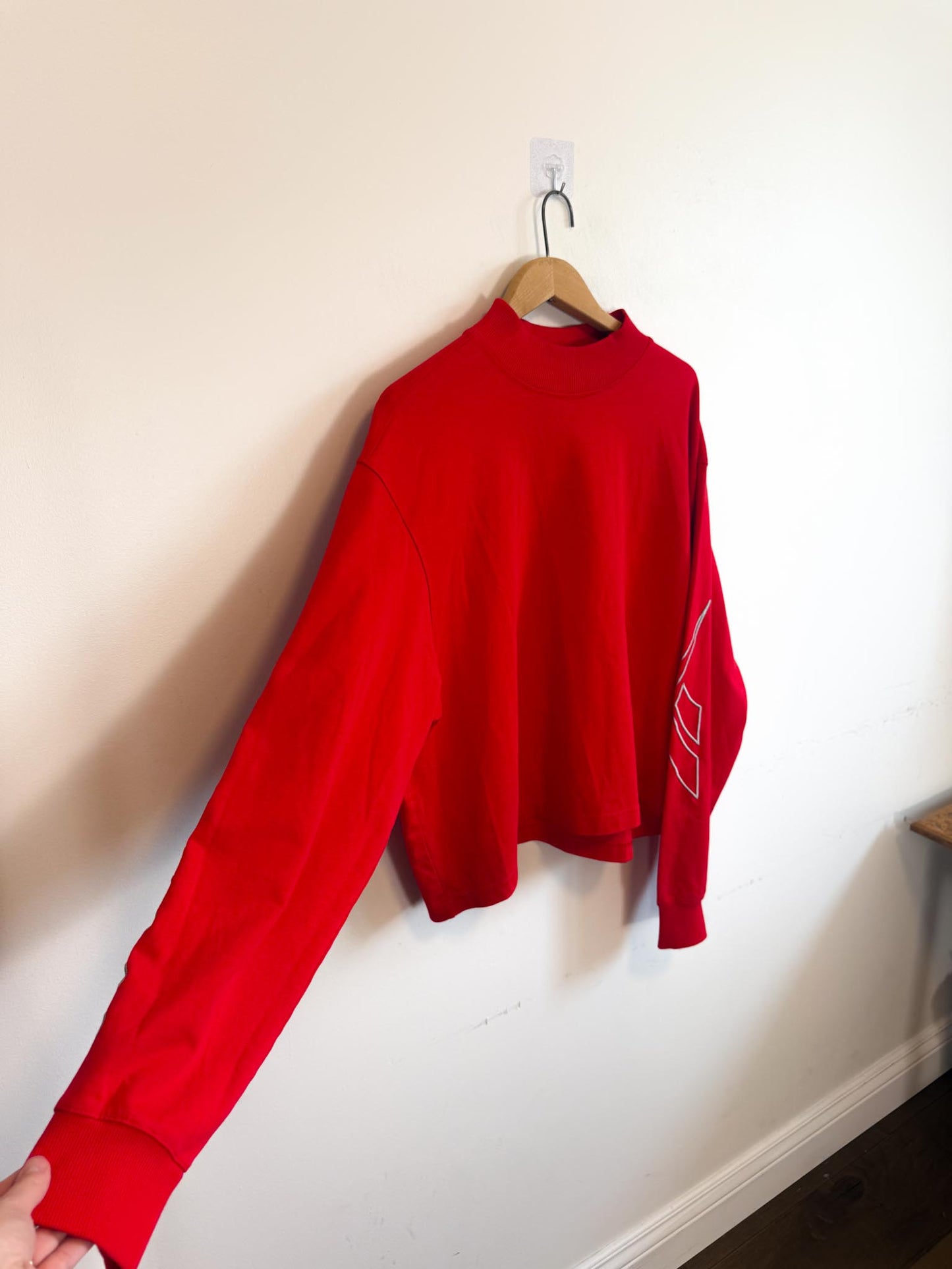 Reebok by Pyer Moss Long Sleeve Mock Neck Top in Red (Size L)
