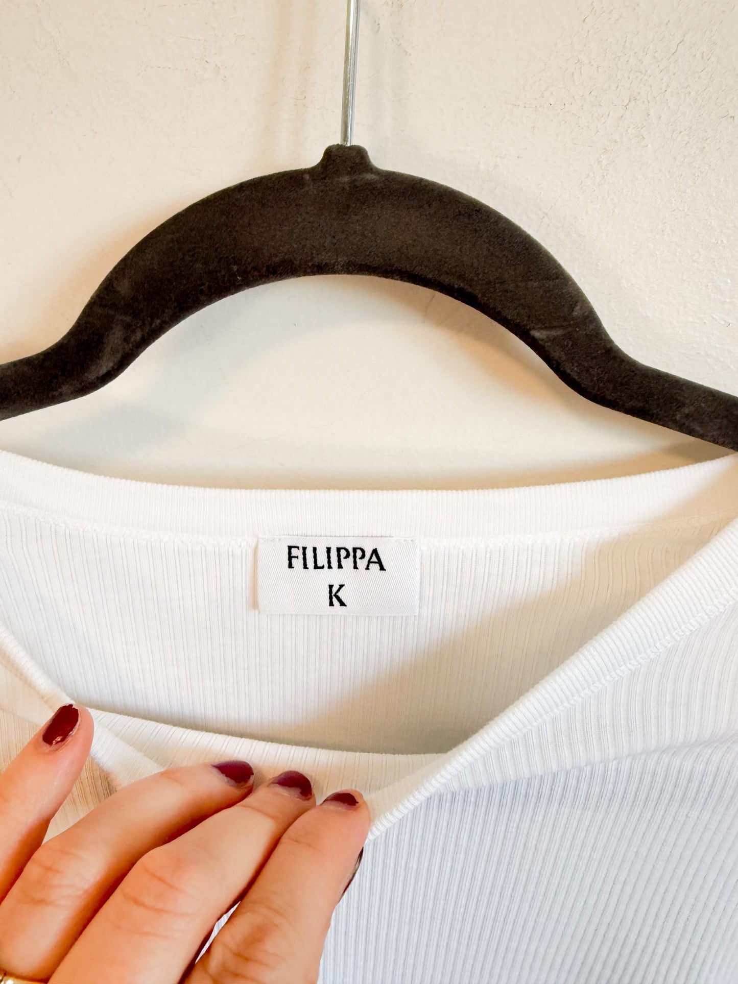 FILIPPA K Designer Ribbed T-Shirt in White (Size M)