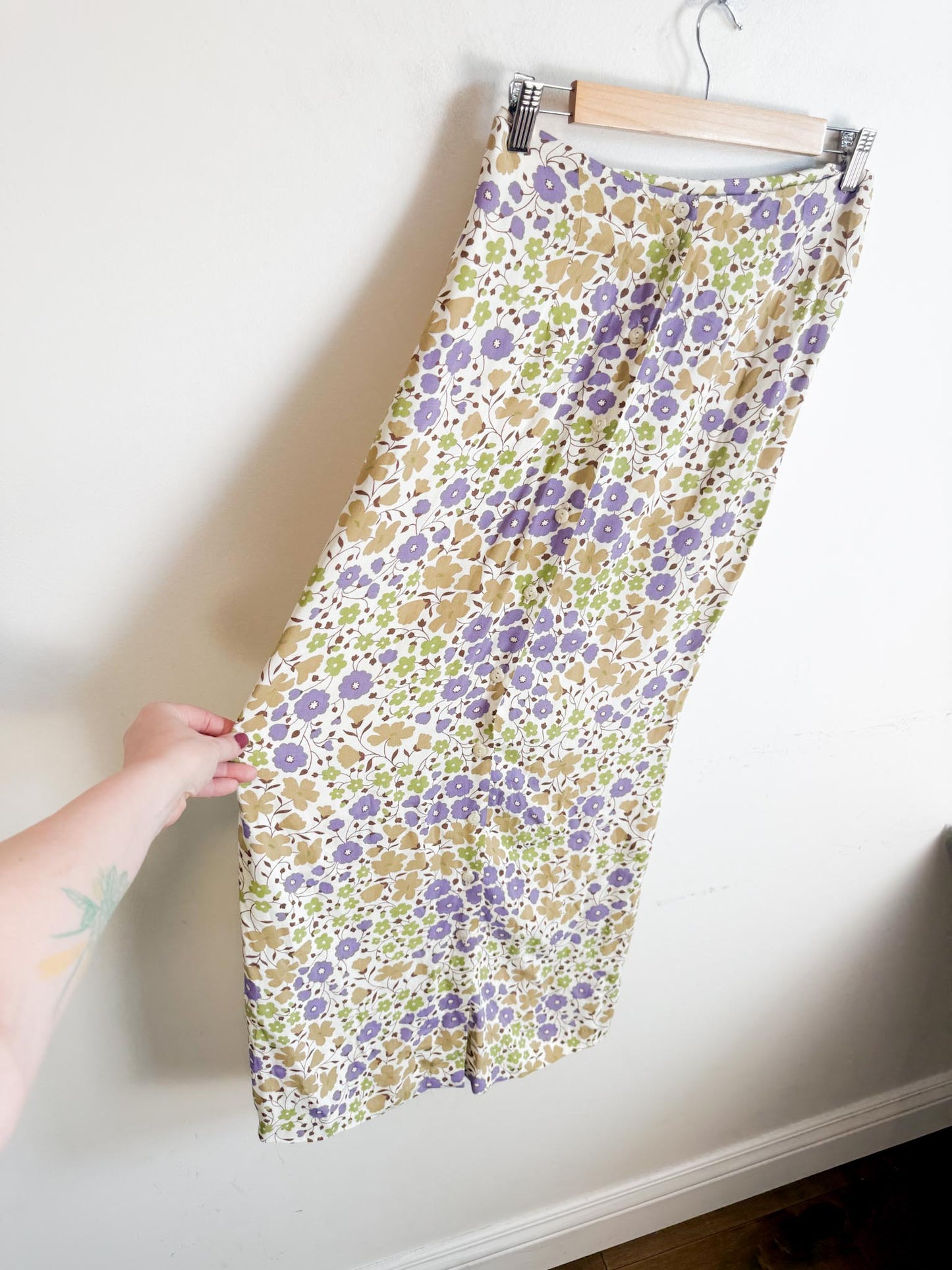 Vintage Jacob Floral Midi Skirt (Size S)