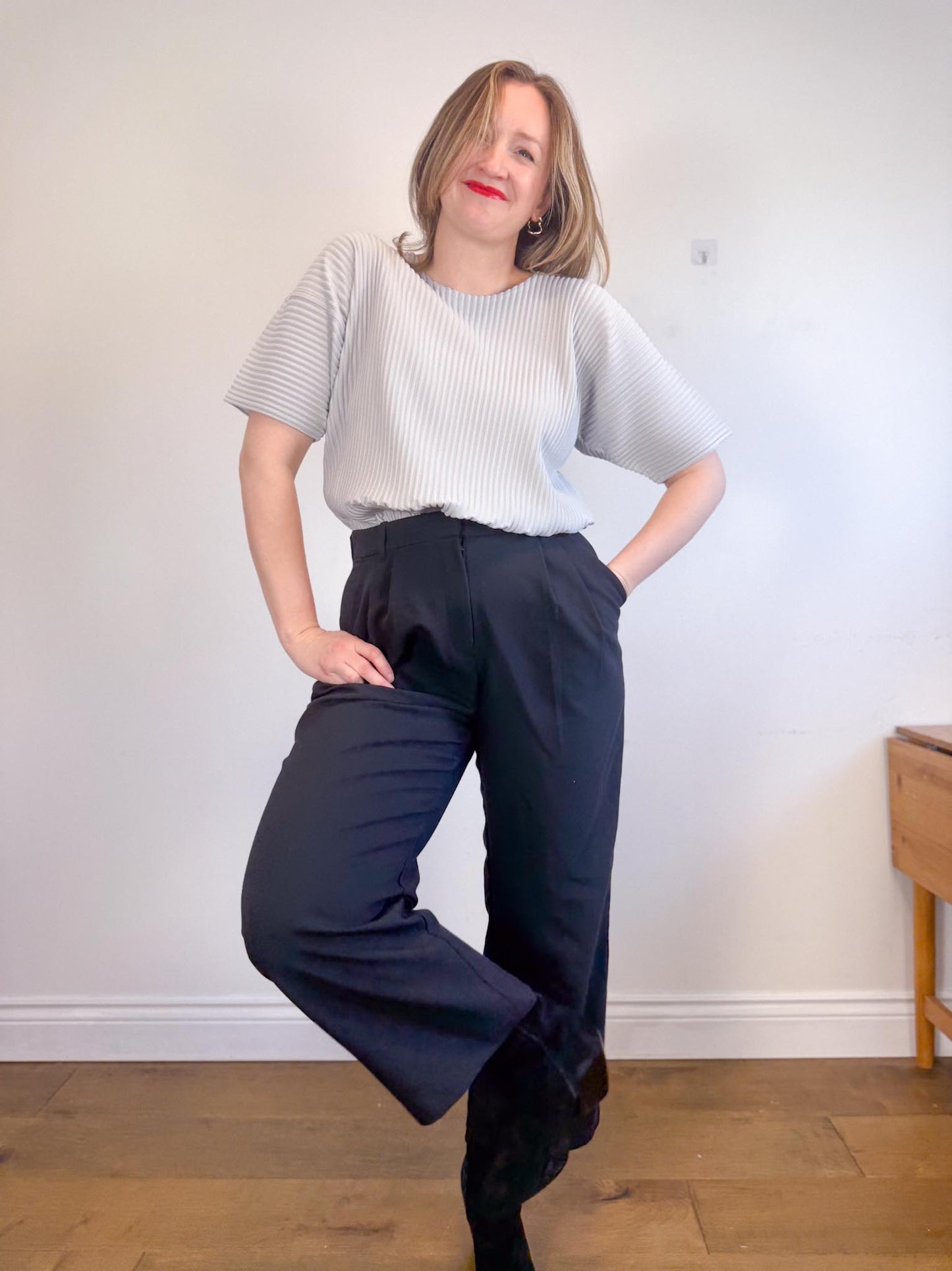 Issey Miyake Homme Plisse Designer Pleated T-Shirt in Grey (Size L)