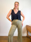 Free People V-Neck Cropped Tank in Black (Size M)