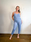 Smash & Tess Blue Floral "Jillyalls" Romper (Size M)