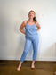 Smash & Tess Blue Floral "Jillyalls" Romper (Size M)