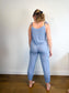 Smash & Tess Blue Floral "Jillyalls" Romper (Size M)