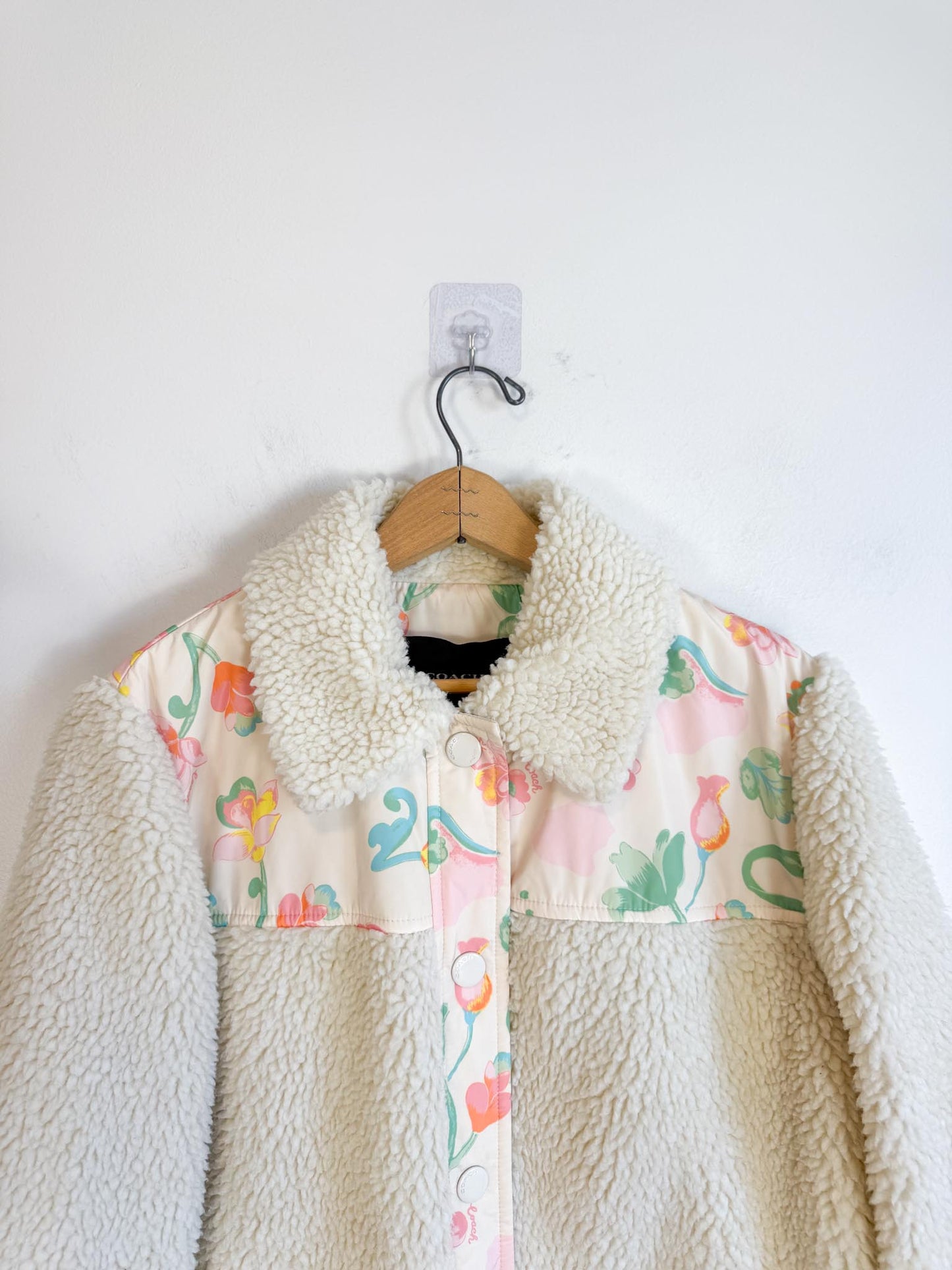 COACH Designer "Blocked Floral Sherpa Jacket" (Size S/M)