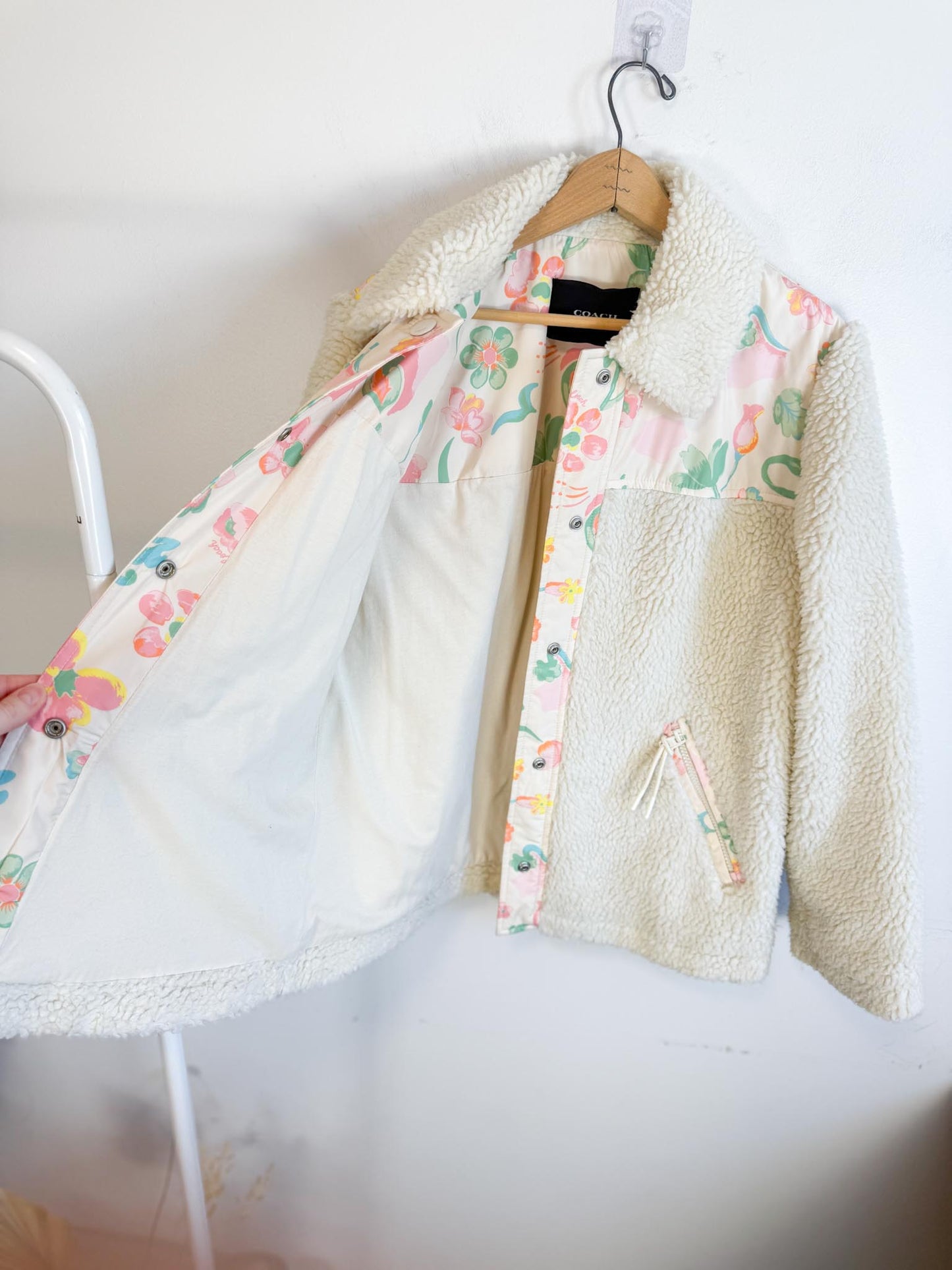 COACH Designer "Blocked Floral Sherpa Jacket" (Size S/M)