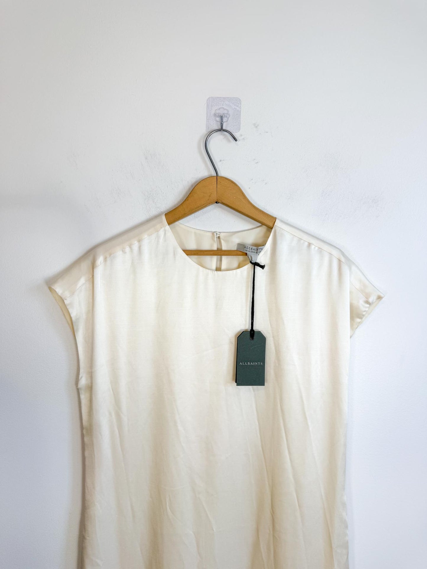 ALLSAINTS "Etta Silk Blend Dress in Off-White" NWT (Size M)