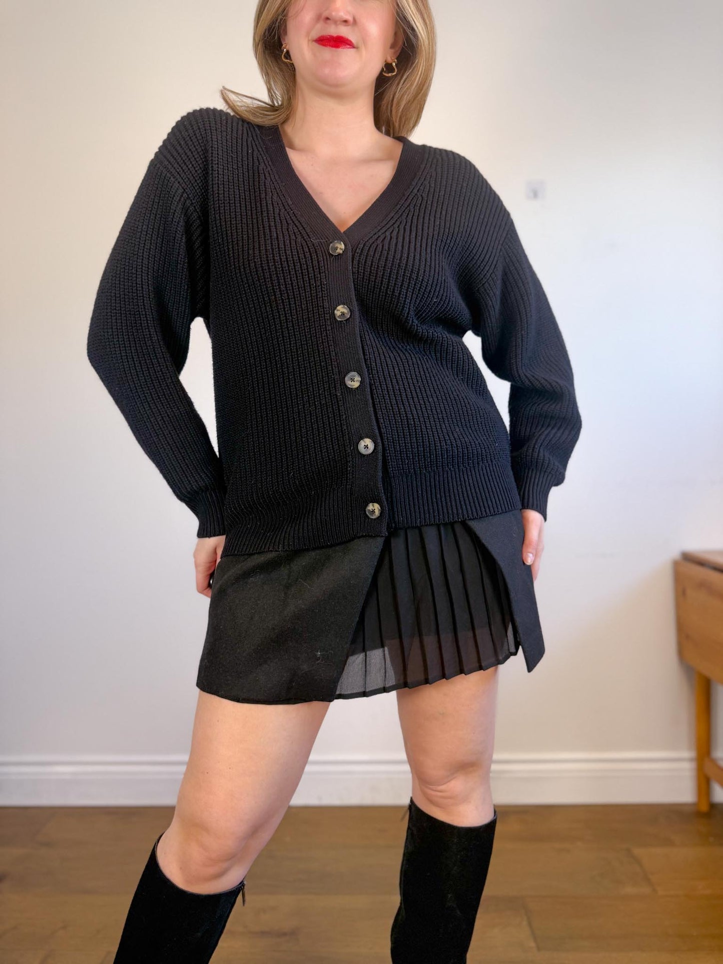 Wilfred "Storybook Merino Wool Cardigan in Black" (Size S/M)