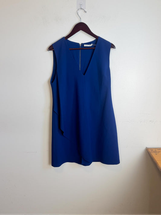Alice + Olivia Ruffled Shift Dress in Blue (Size L)