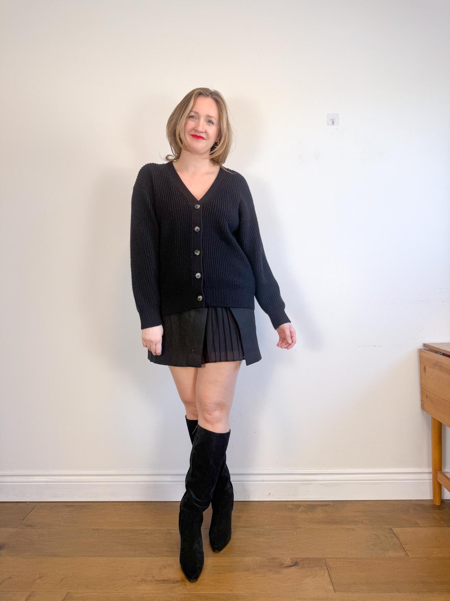 Wilfred "Storybook Merino Wool Cardigan in Black" (Size S/M)