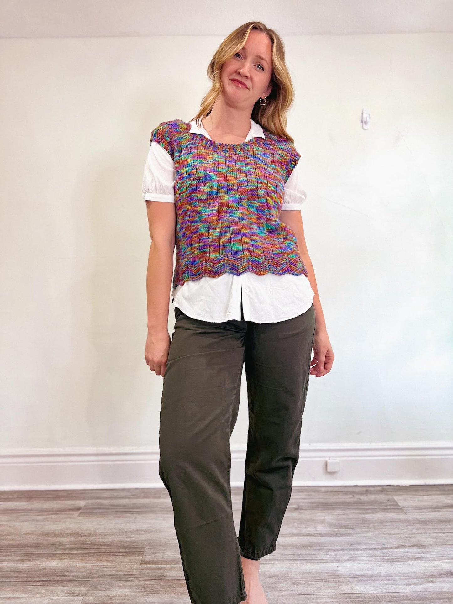 Handmade Multi Colour Knit Vest (Size L)