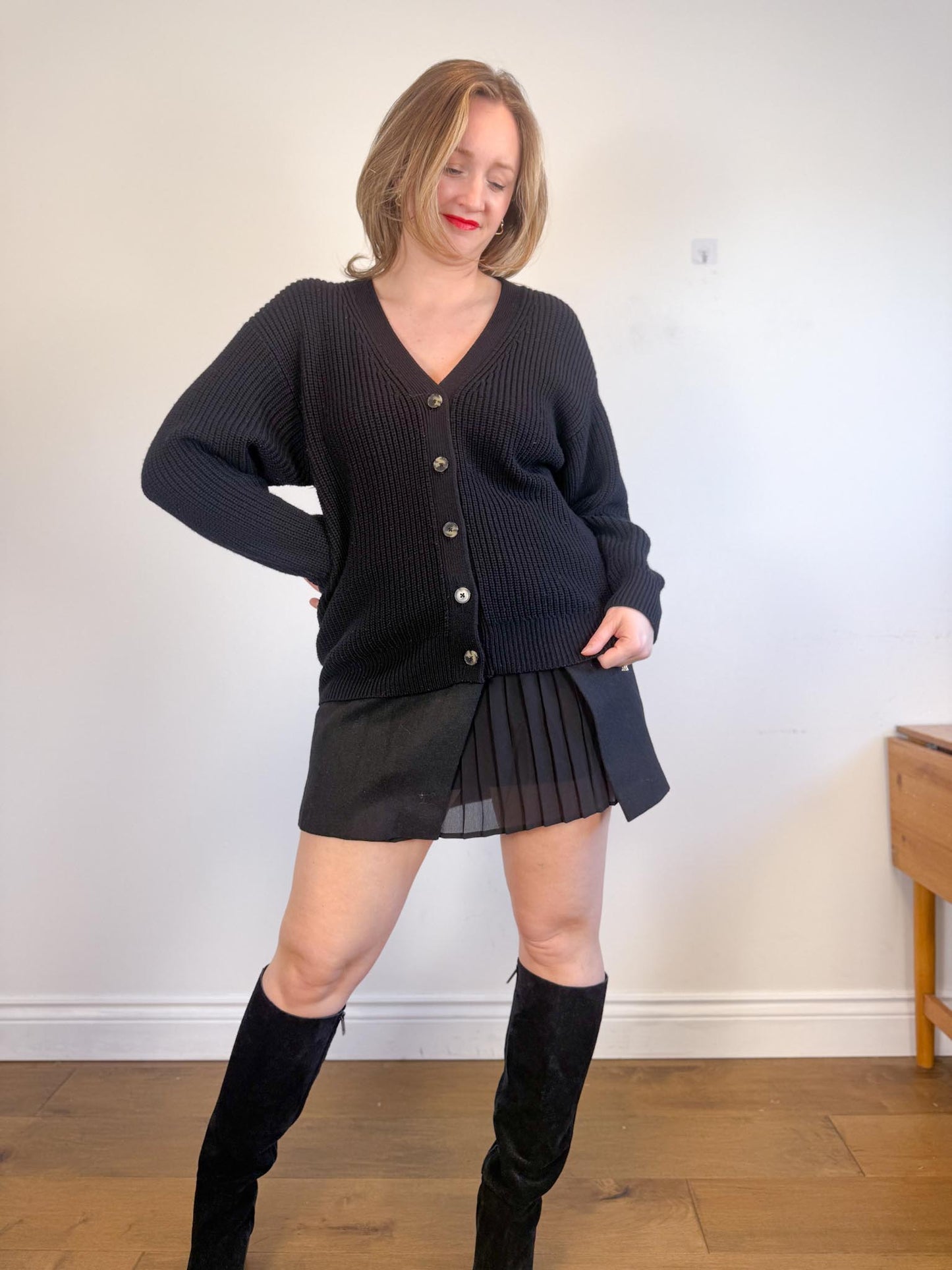 Wilfred "Storybook Merino Wool Cardigan in Black" (Size S/M)