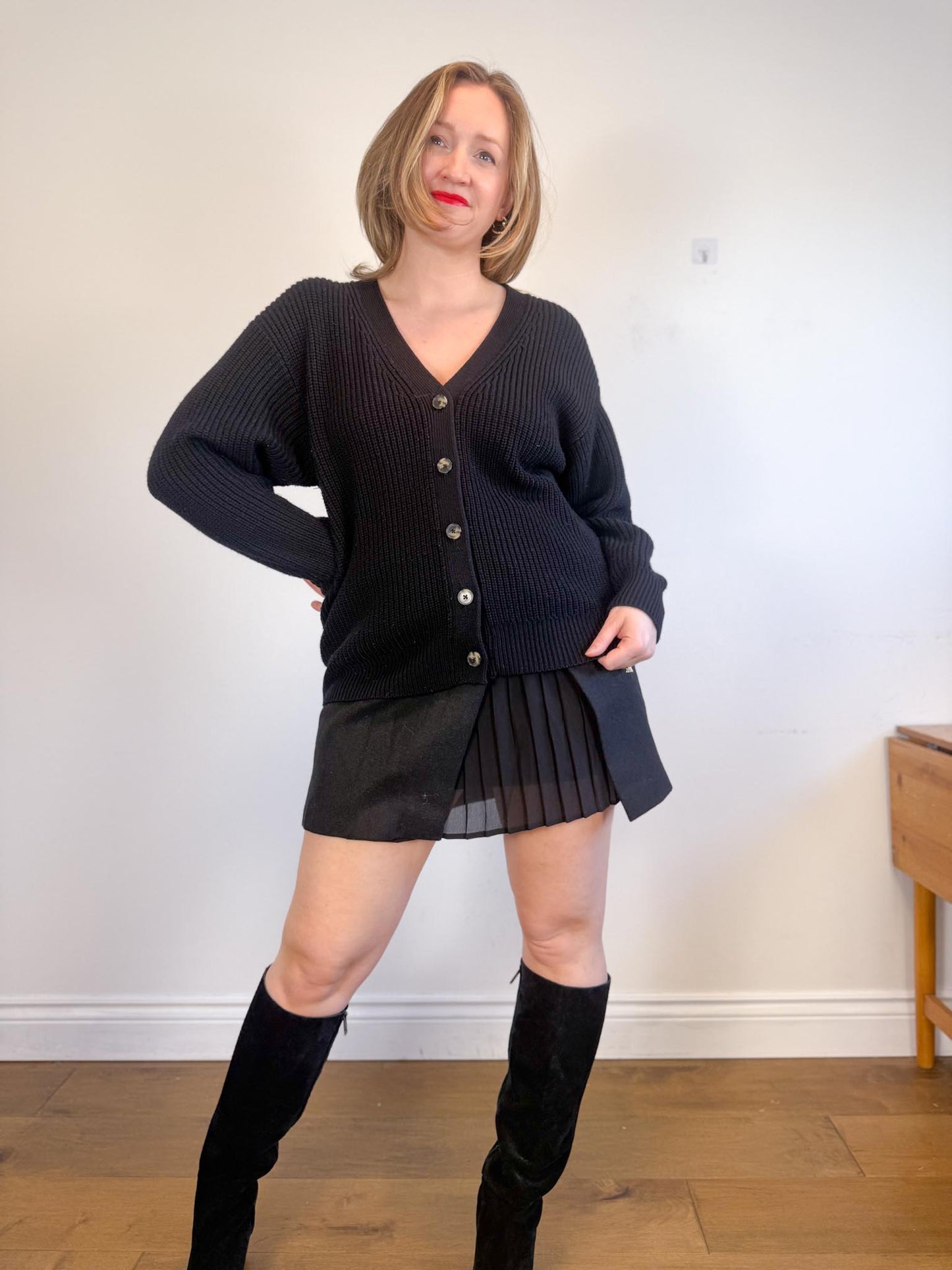 Wilfred "Storybook Merino Wool Cardigan in Black" (Size S/M)