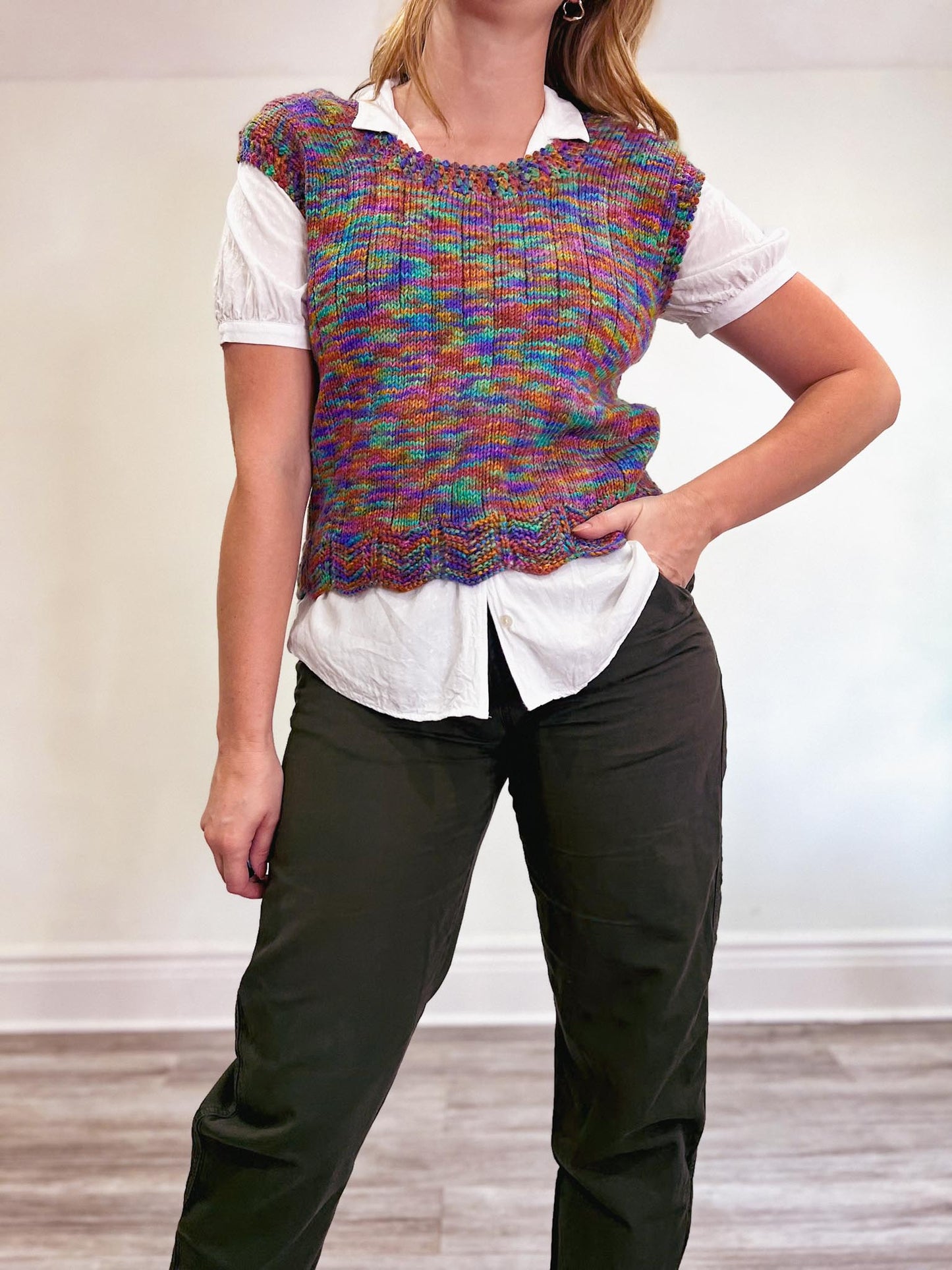 Handmade Multi Colour Knit Vest (Size L)