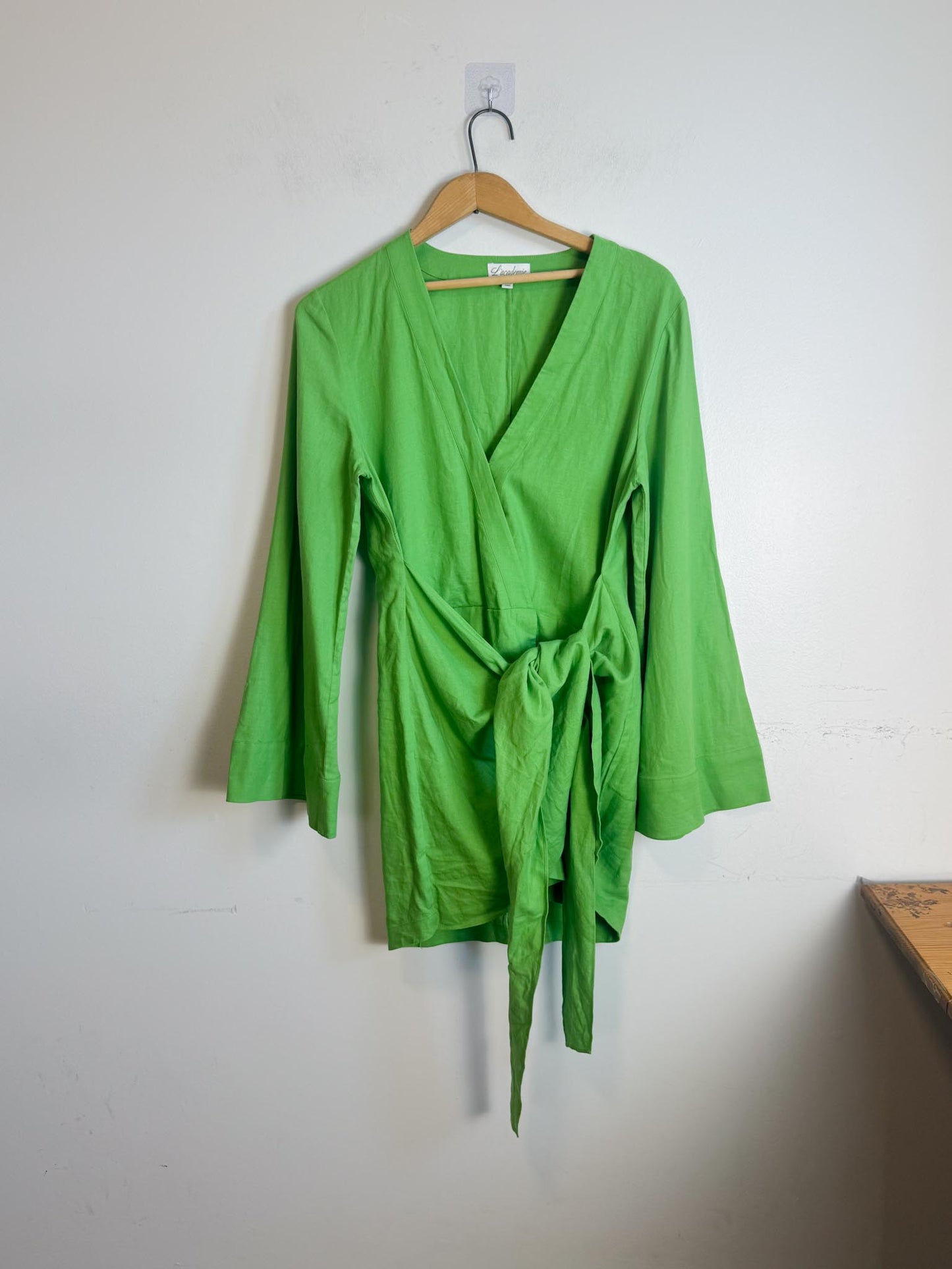 L'Academie "The Janeiro Linen Mini Dress in Green" (Size M)
