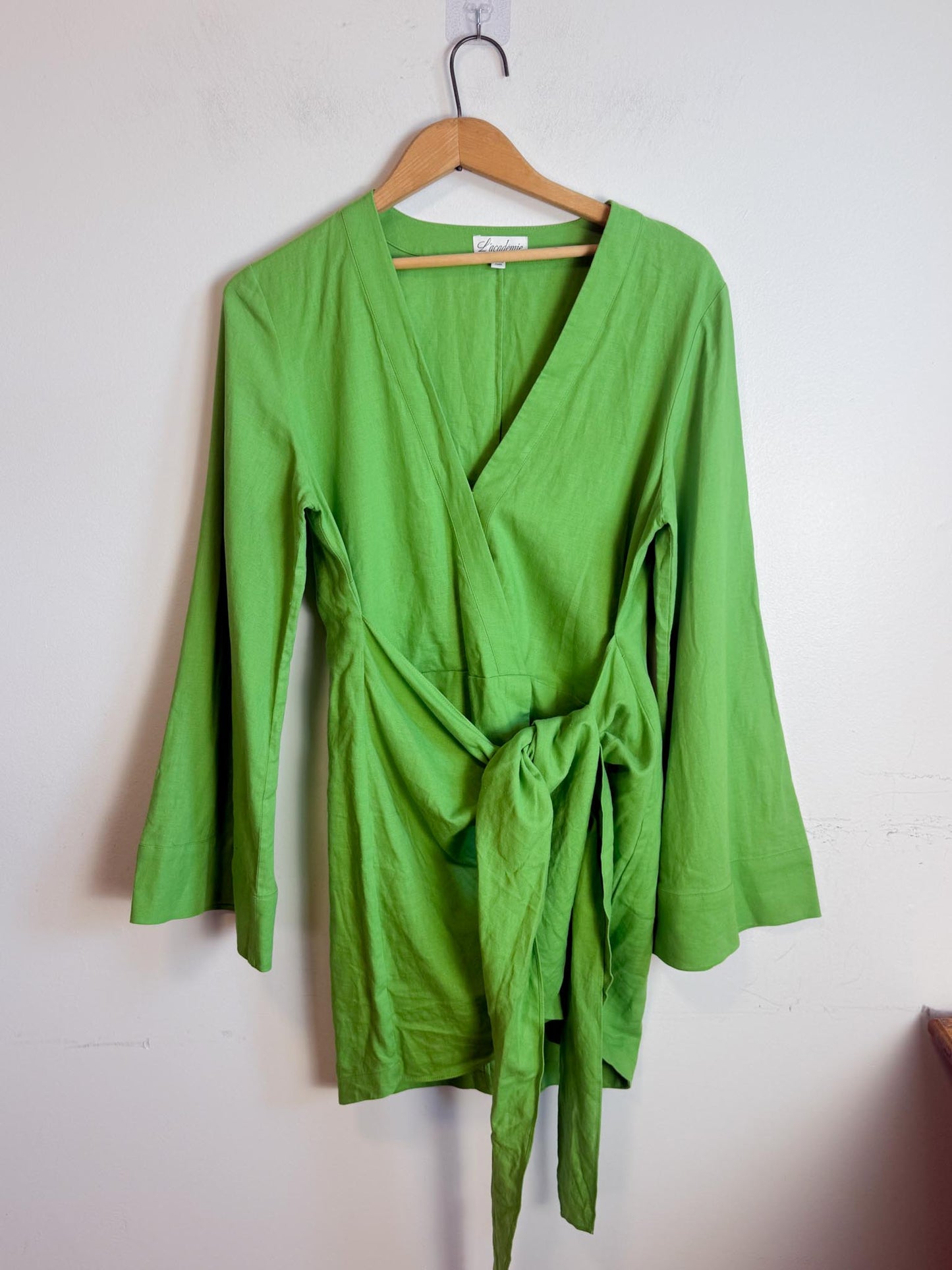 L'Academie "The Janeiro Linen Mini Dress in Green" (Size M)