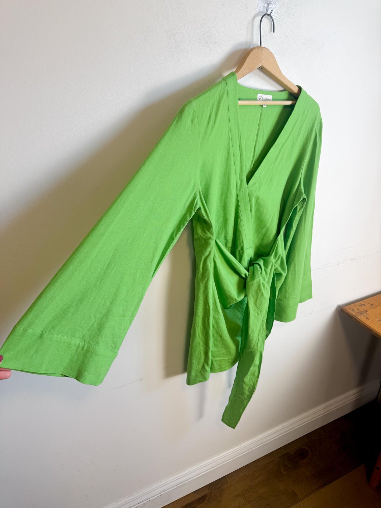 L'Academie "The Janeiro Linen Mini Dress in Green" (Size M)