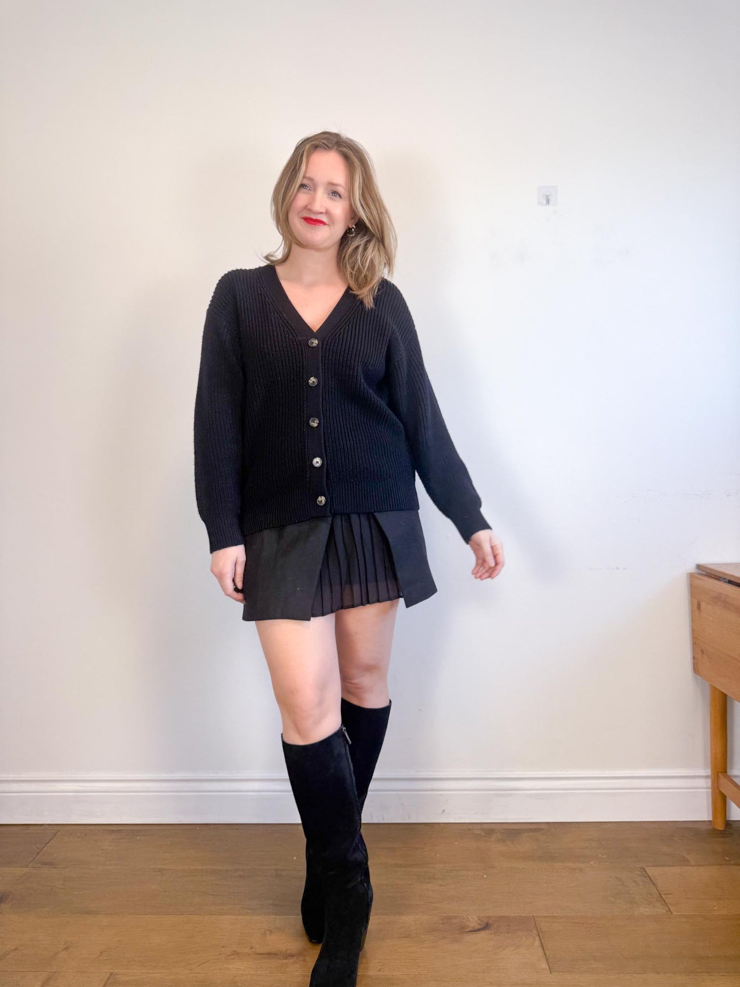 Wilfred "Storybook Merino Wool Cardigan in Black" (Size S/M)