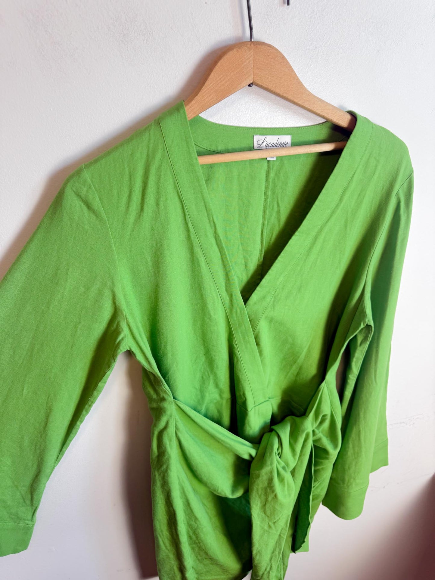 L'Academie "The Janeiro Linen Mini Dress in Green" (Size M)