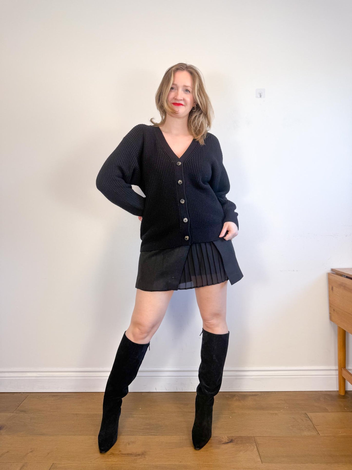 Wilfred "Storybook Merino Wool Cardigan in Black" (Size S/M)