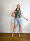 Vintage Striped Jean Shorts in White/Blue (Size